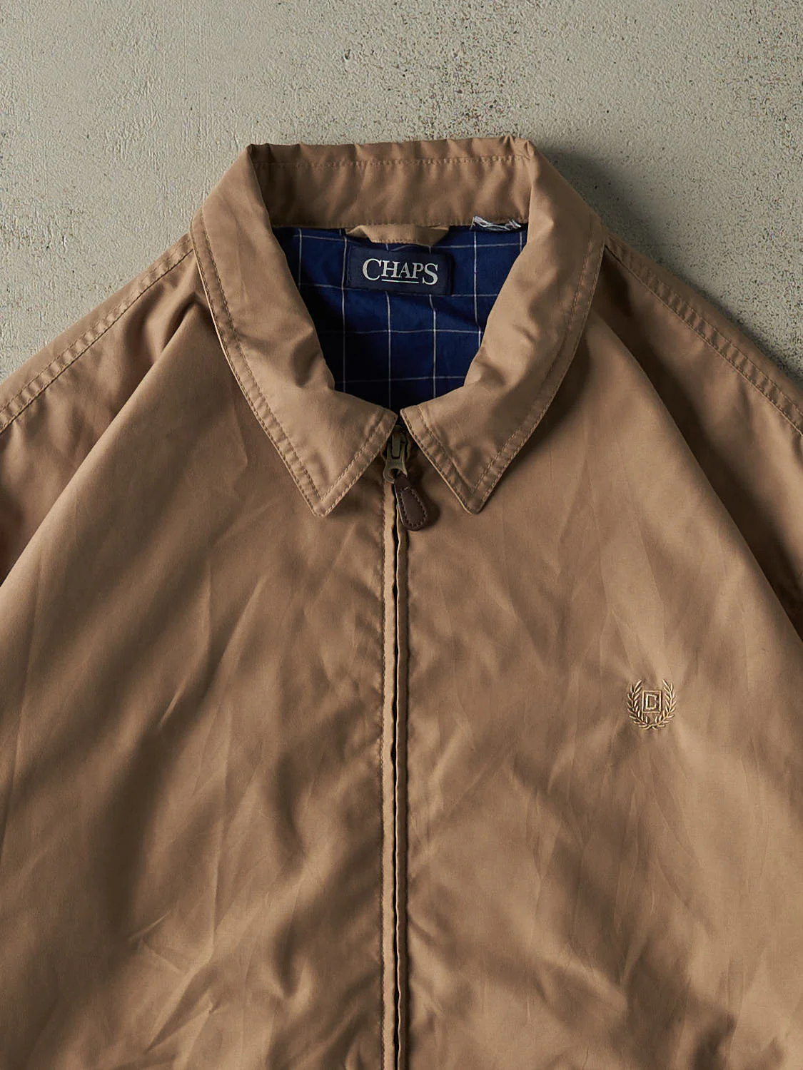 Vintage 90s Beige Chaps Embroidered Harrington Jacket (XL/XXL) - Image 2