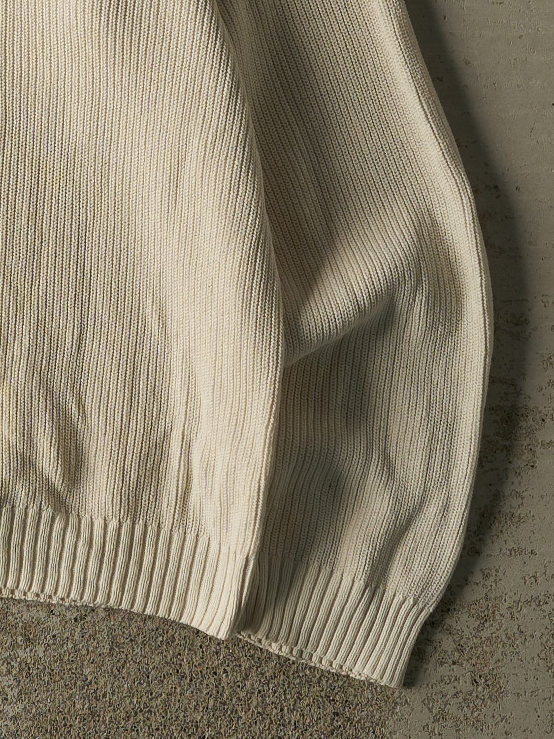 Vintage 90s Beige Chaps Ralph Lauren Quarter Zip Knit (XL) - Image 4