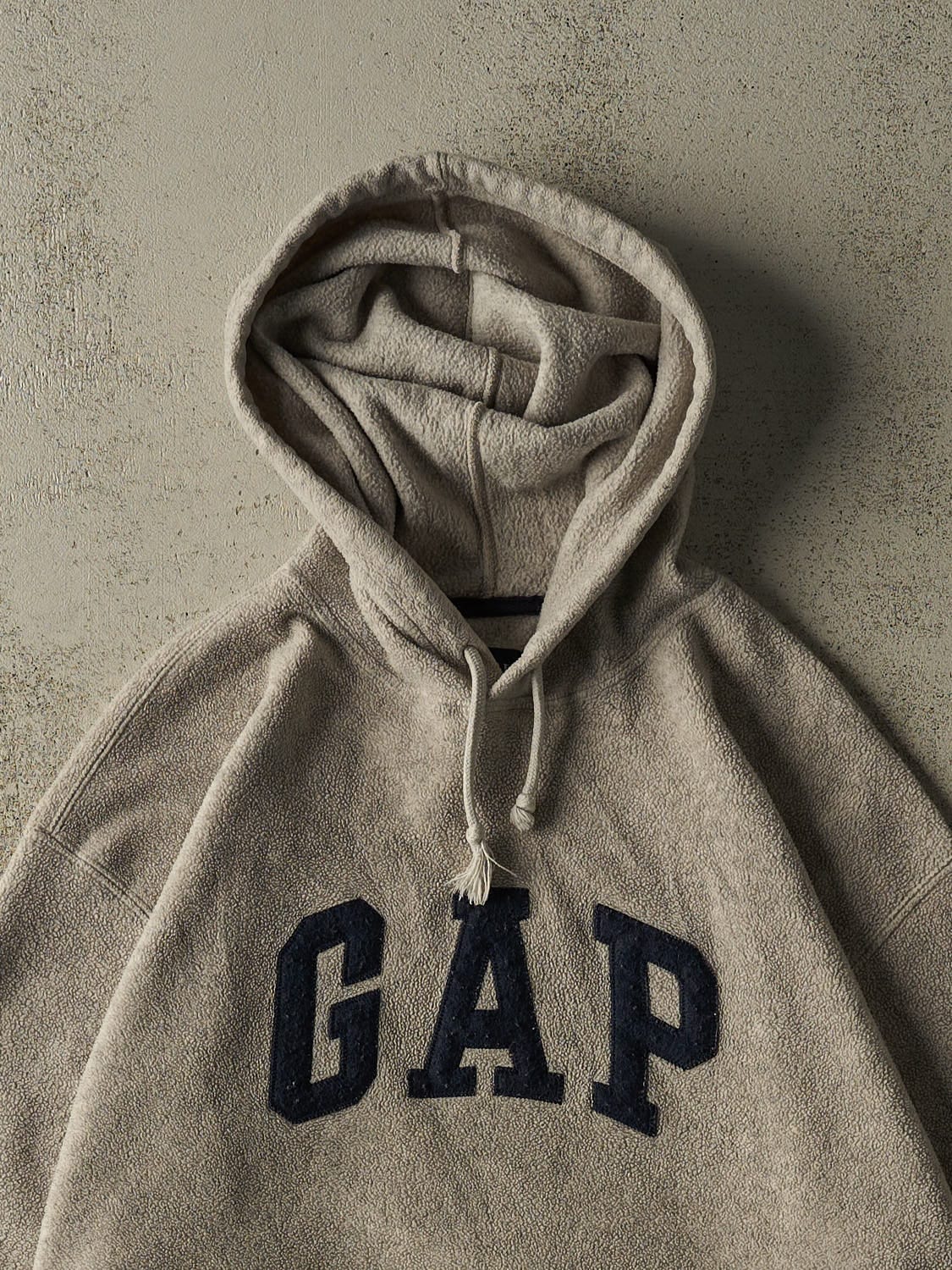 Vintage 90s Beige Gap Fleece Hoodie (L/XL) - Image 2