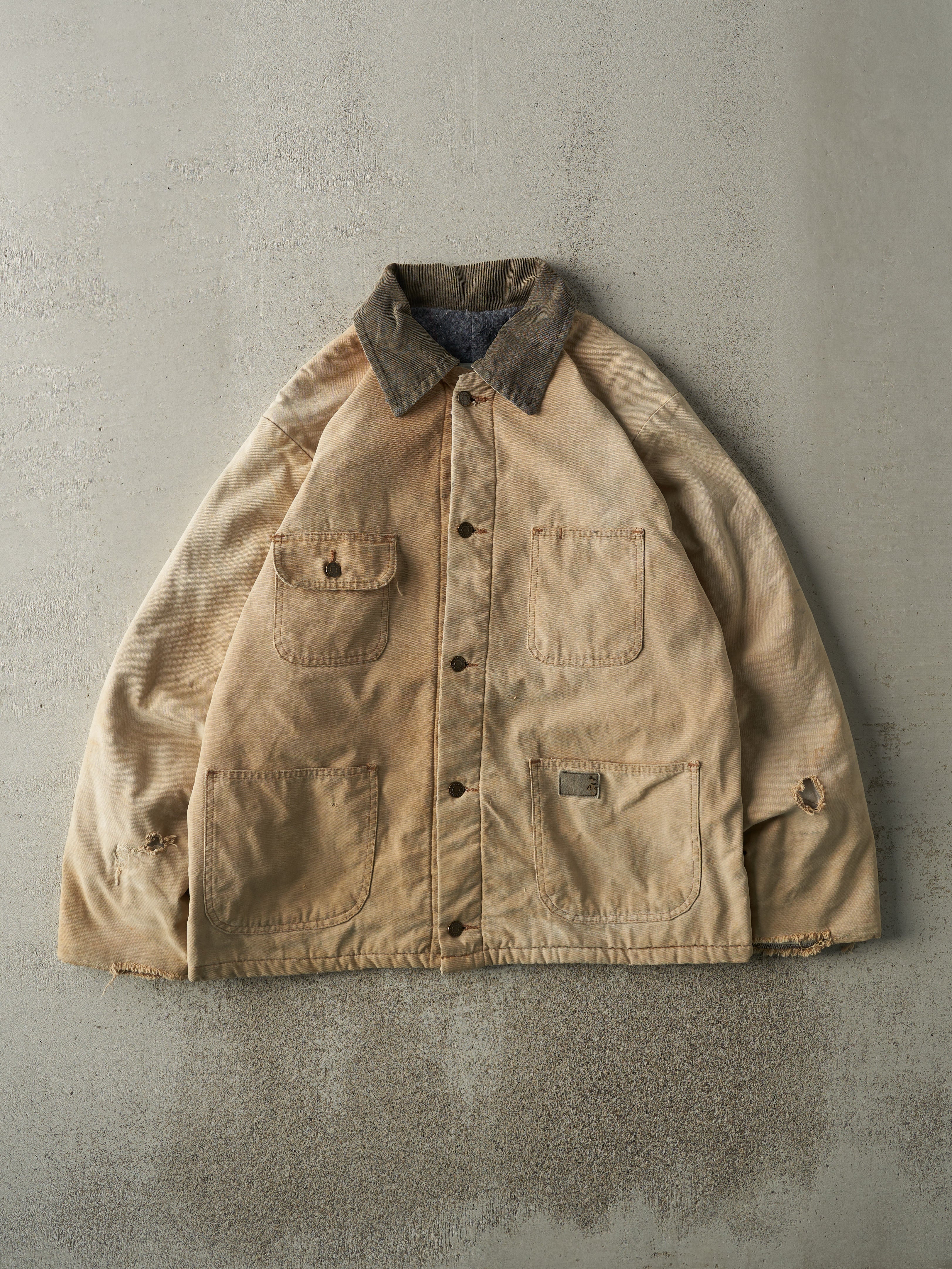 Vintage 90s Beige Key Apparel Blanket Lined Chore Jacket (XL)