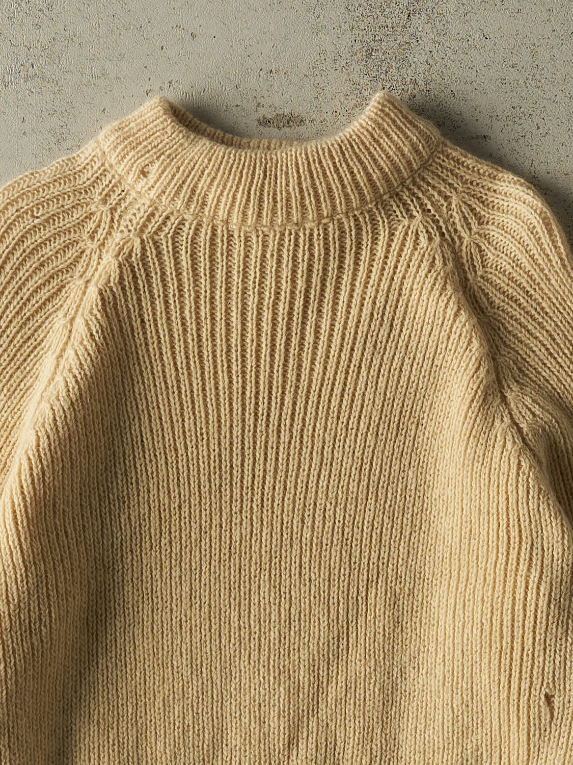 Vintage 80s Beige Mock Neck Knit (S/M) - Image 2