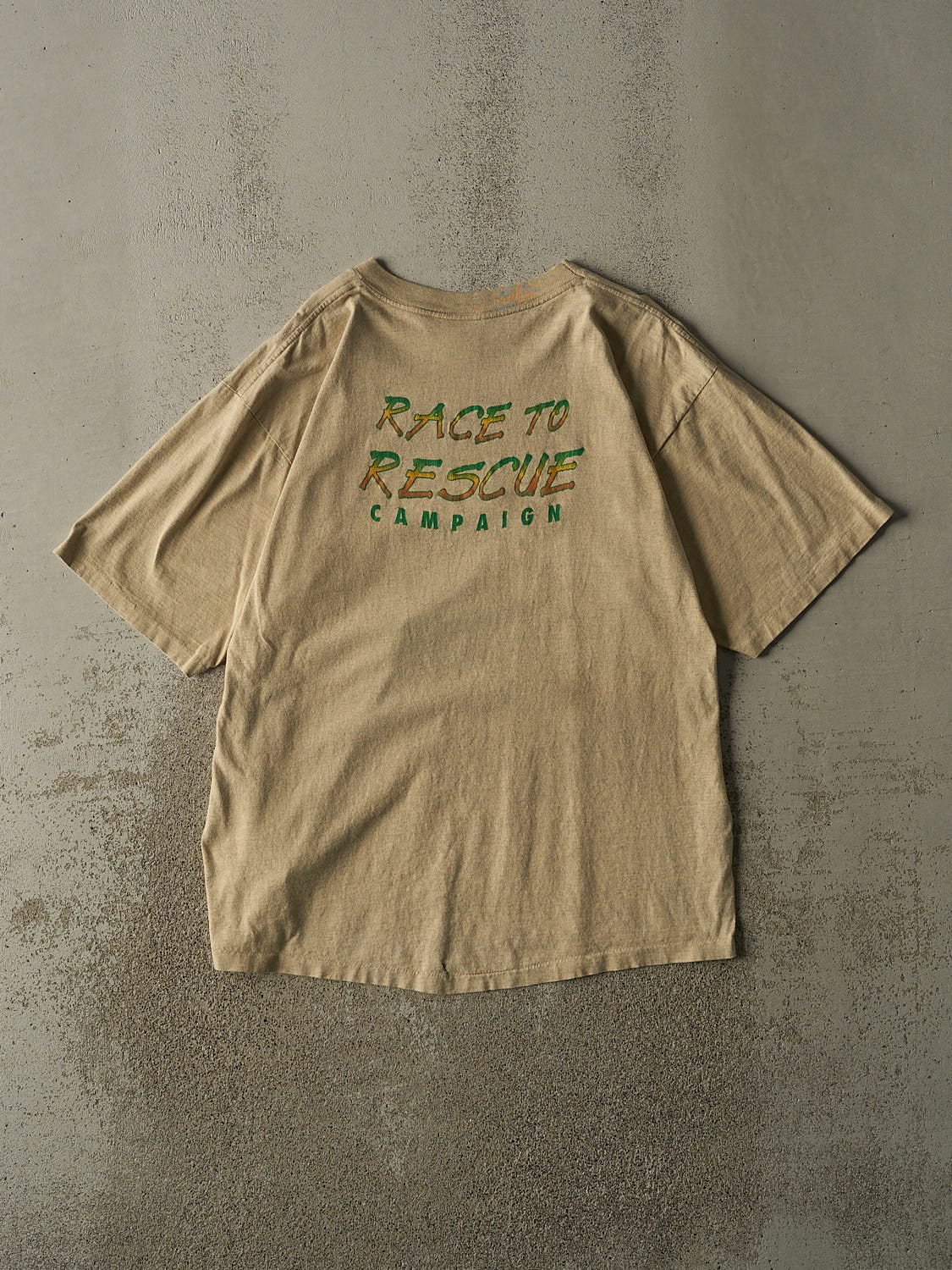 Vintage 90s Beige Race to Rescue Nature Single Stitch Tee (XL) - Image 2