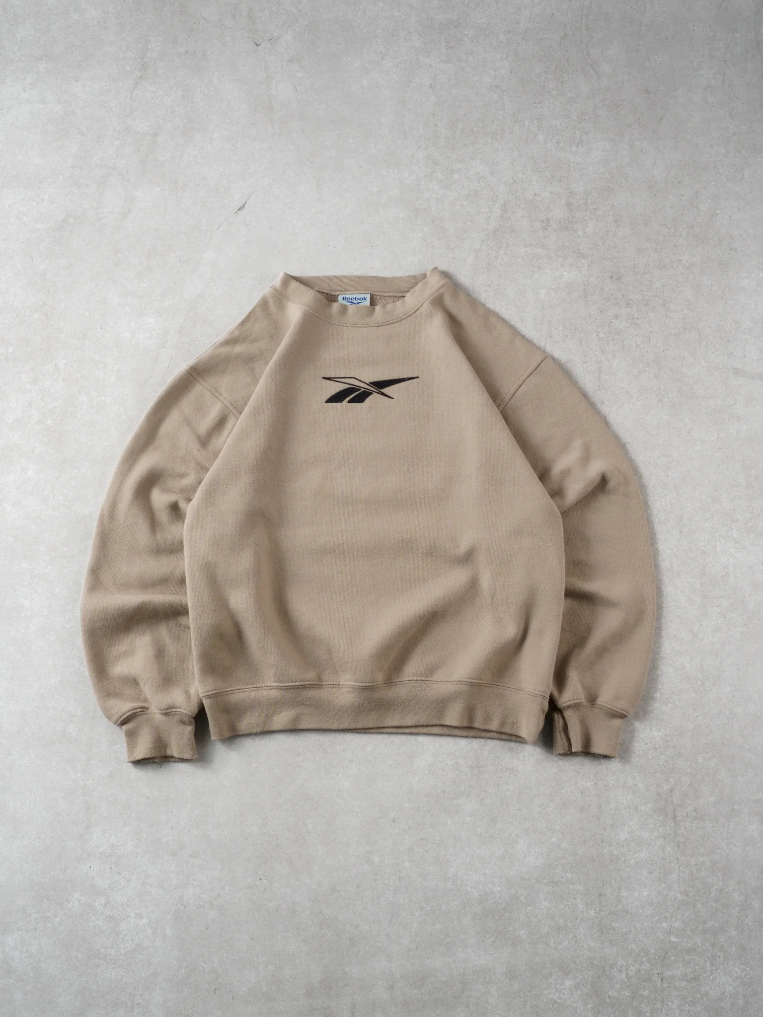 Vintage 90s Beige Reebok Emblem Crewneck (M)