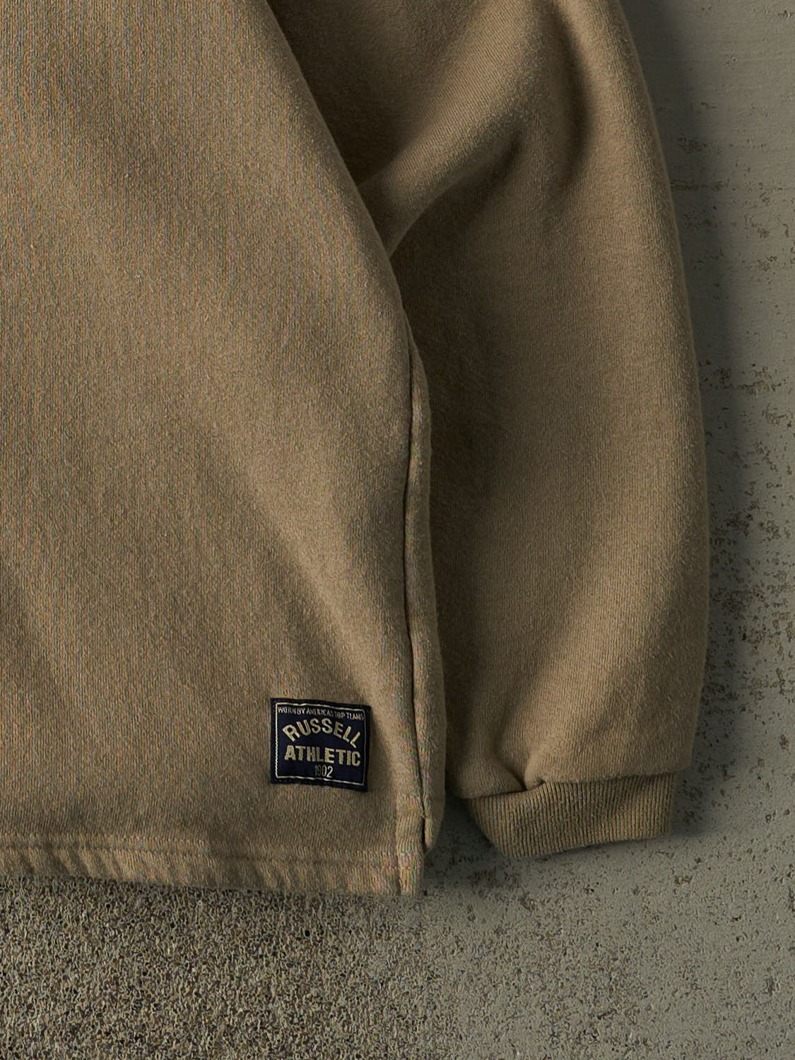 Vintage 90s Beige Russell Athletic Beige Quarter Button Pullover (XL/XXL) - Image 3
