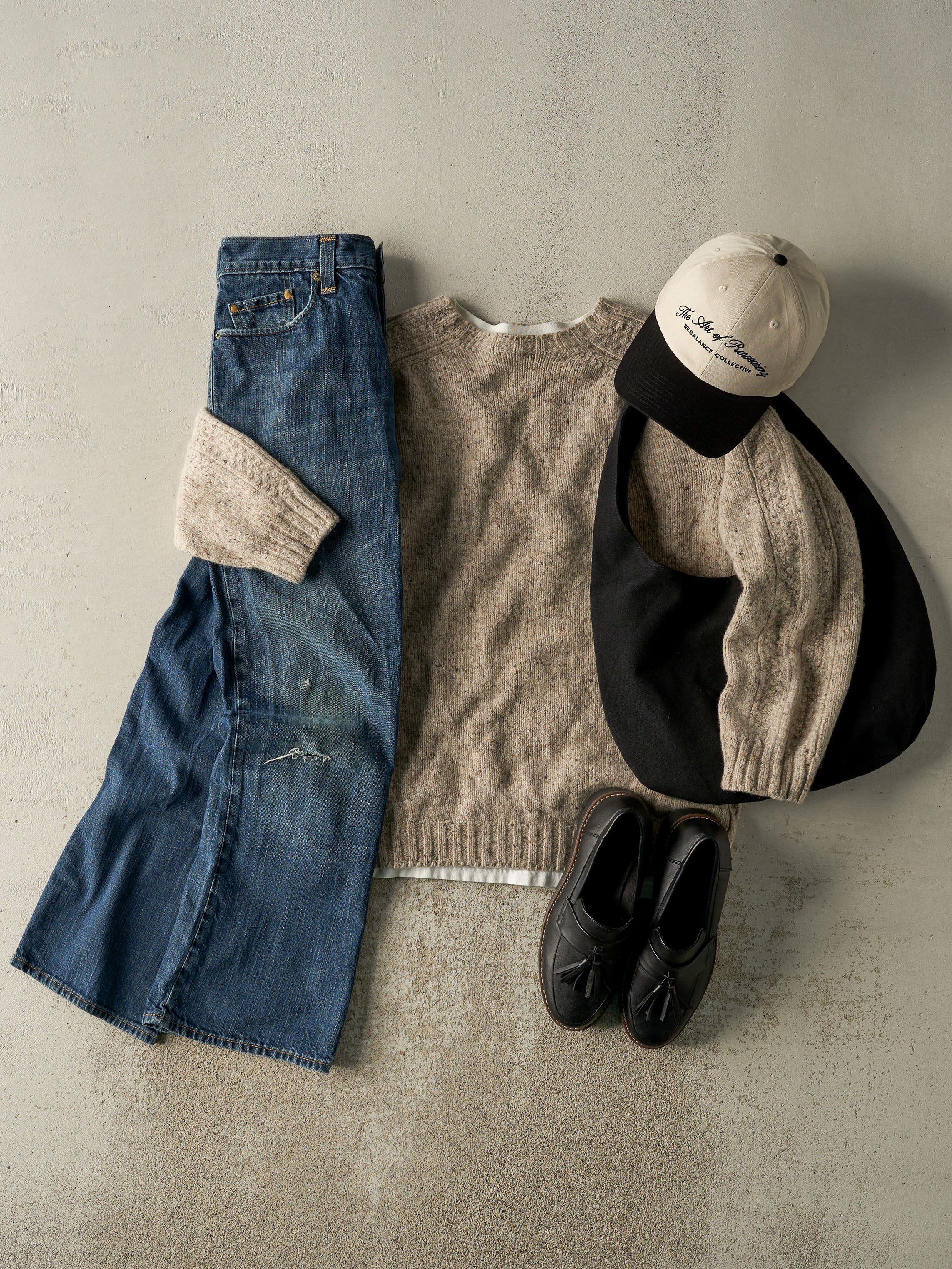 Vintage 90s Beige Simple Wool Knit Pullover (M/L) - Image 2