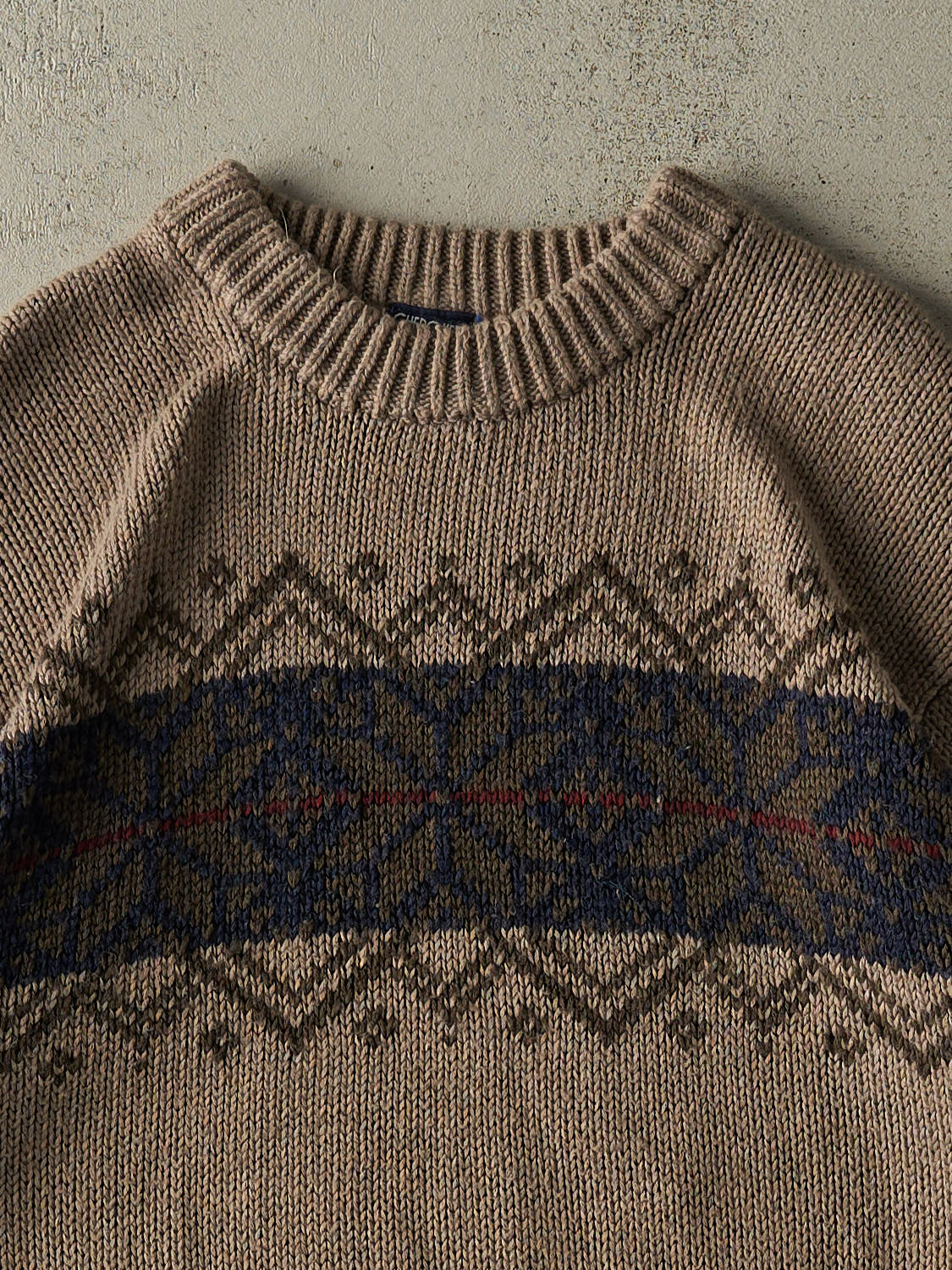 Vintage 90s Beige Snowflake Patterned Knit (M/L) - Image 3