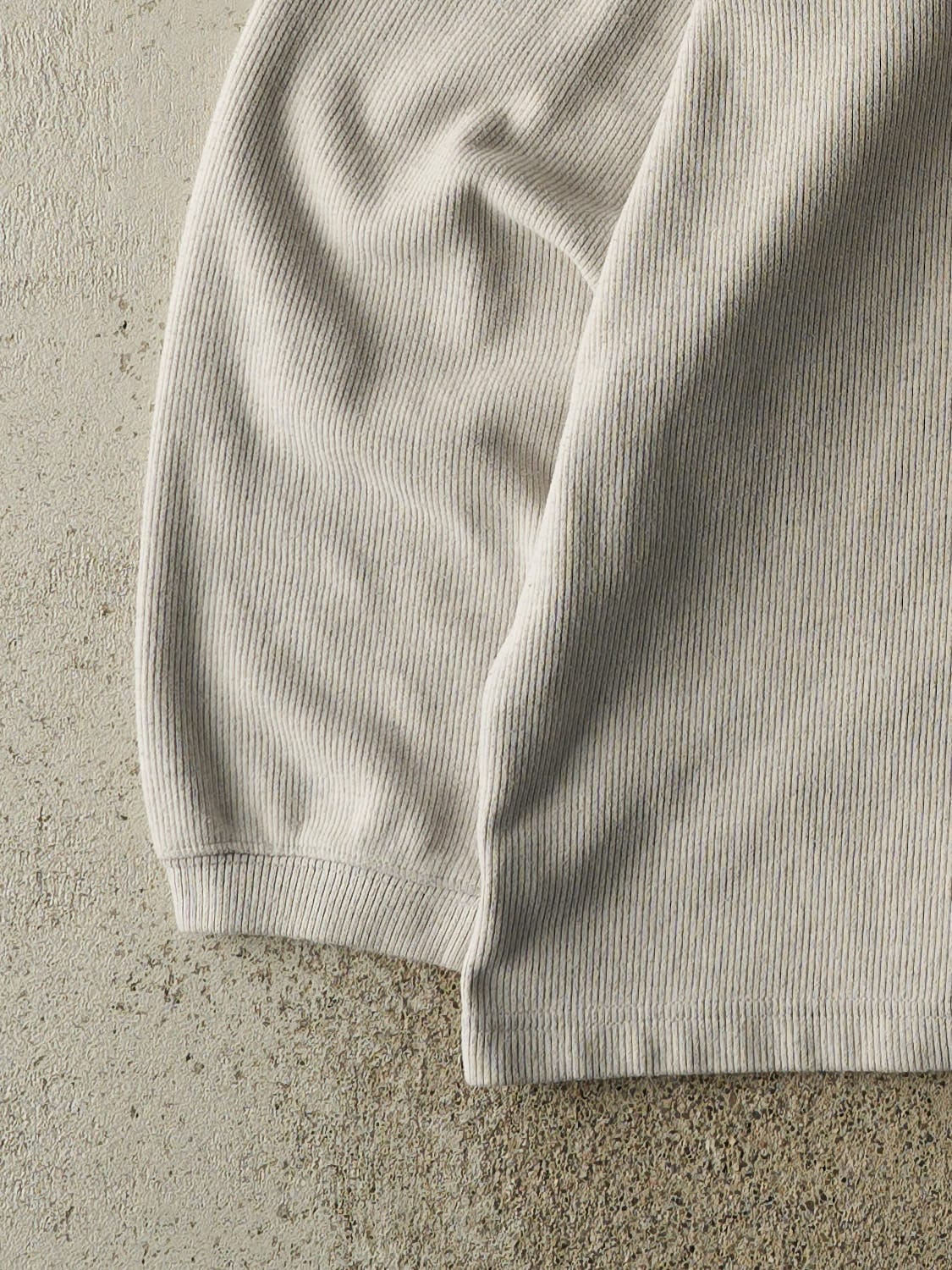 Vintage 90s Beige Striped Knit Pullover (L/XL) - Image 3
