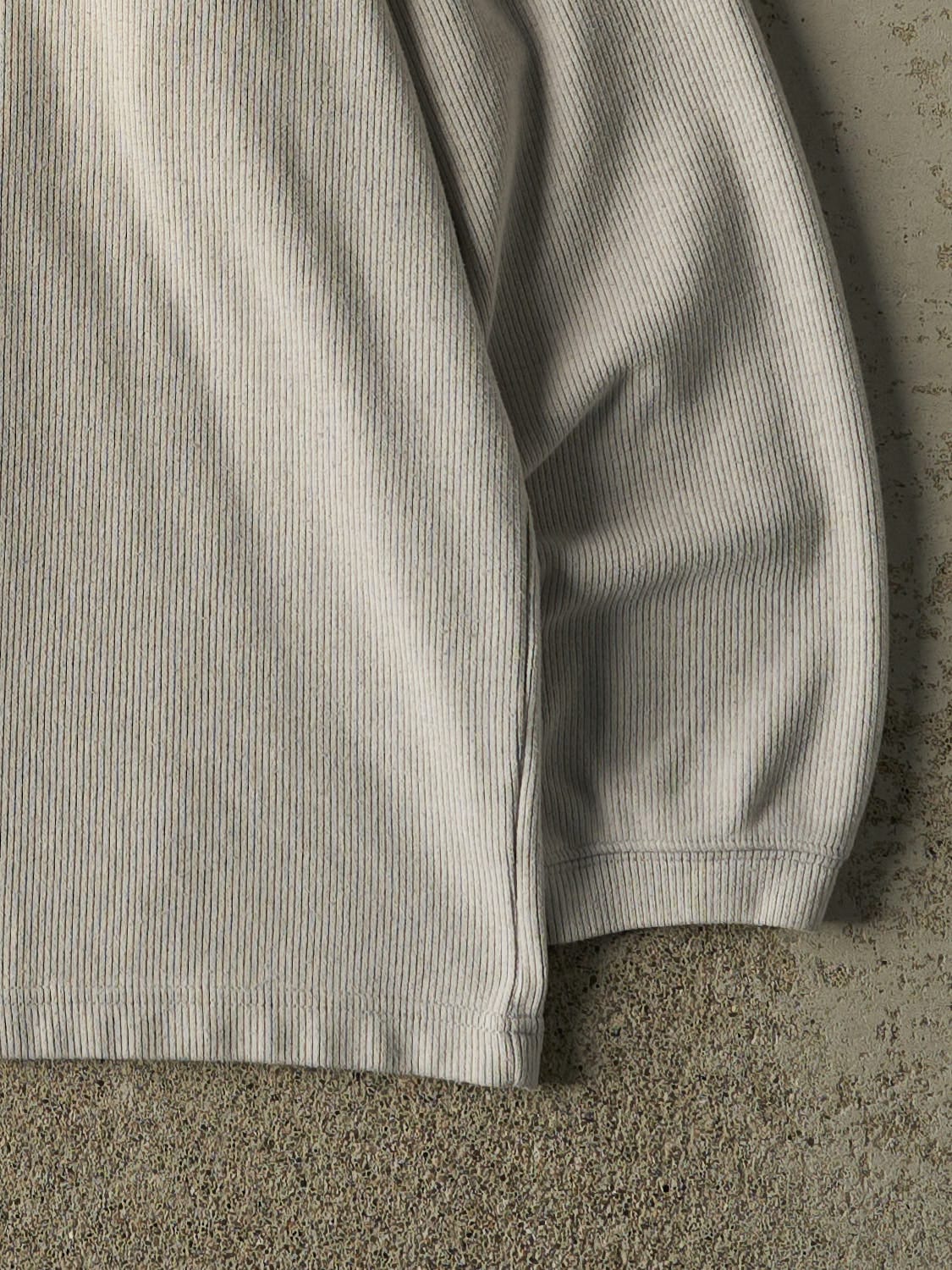 Vintage 90s Beige Striped Knit Pullover (L/XL) - Image 4