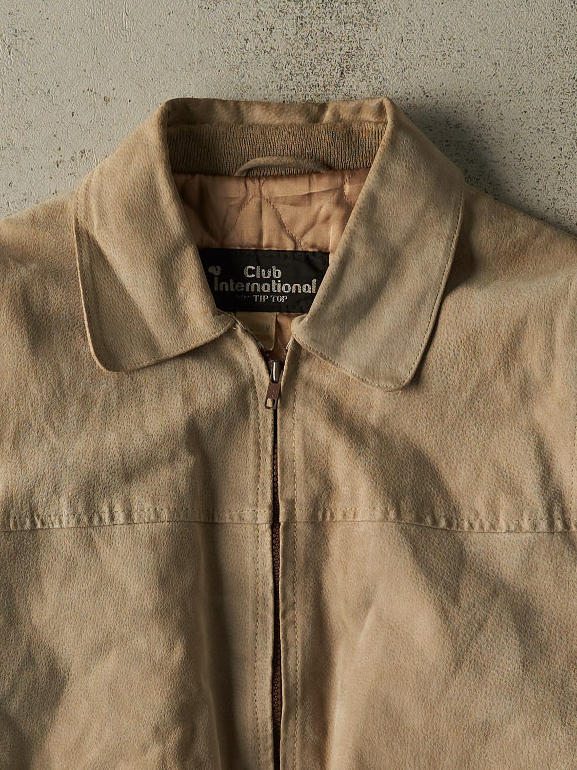 Vintage 90s Beige Suede Bomber Leather Jacket (S/M) - Image 3