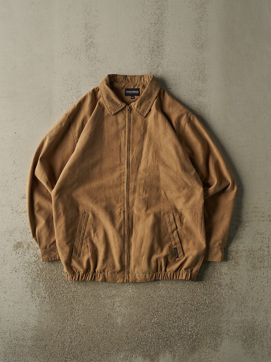 Vintage Y2K Beige Suede Harrington Jacket (XL/XXL)