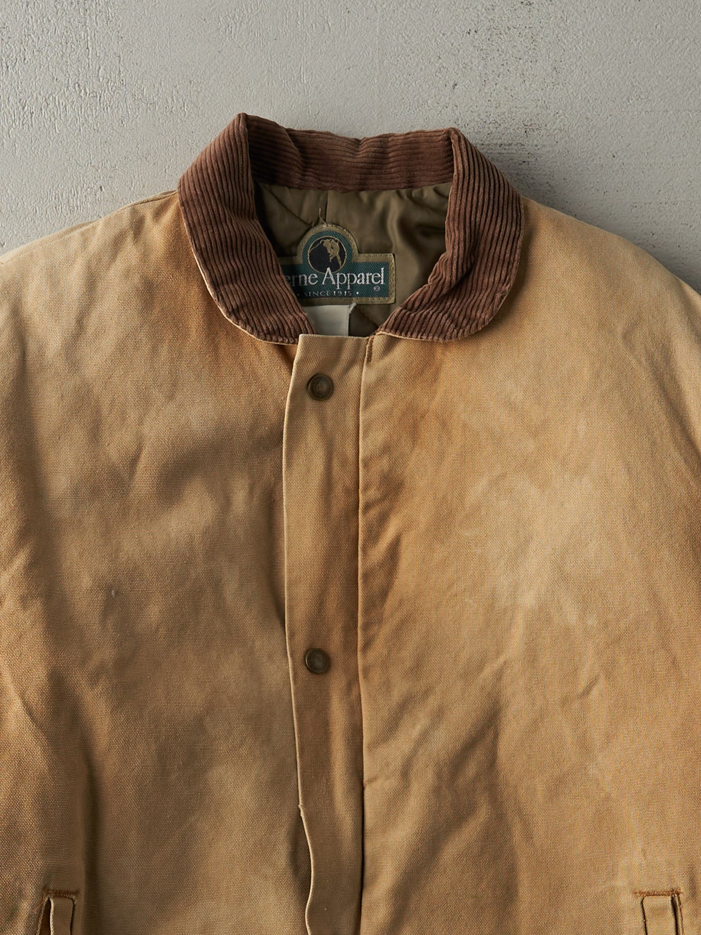 Vintage 90s Beige Sun Faded Workwear Jacket (L) - Image 2