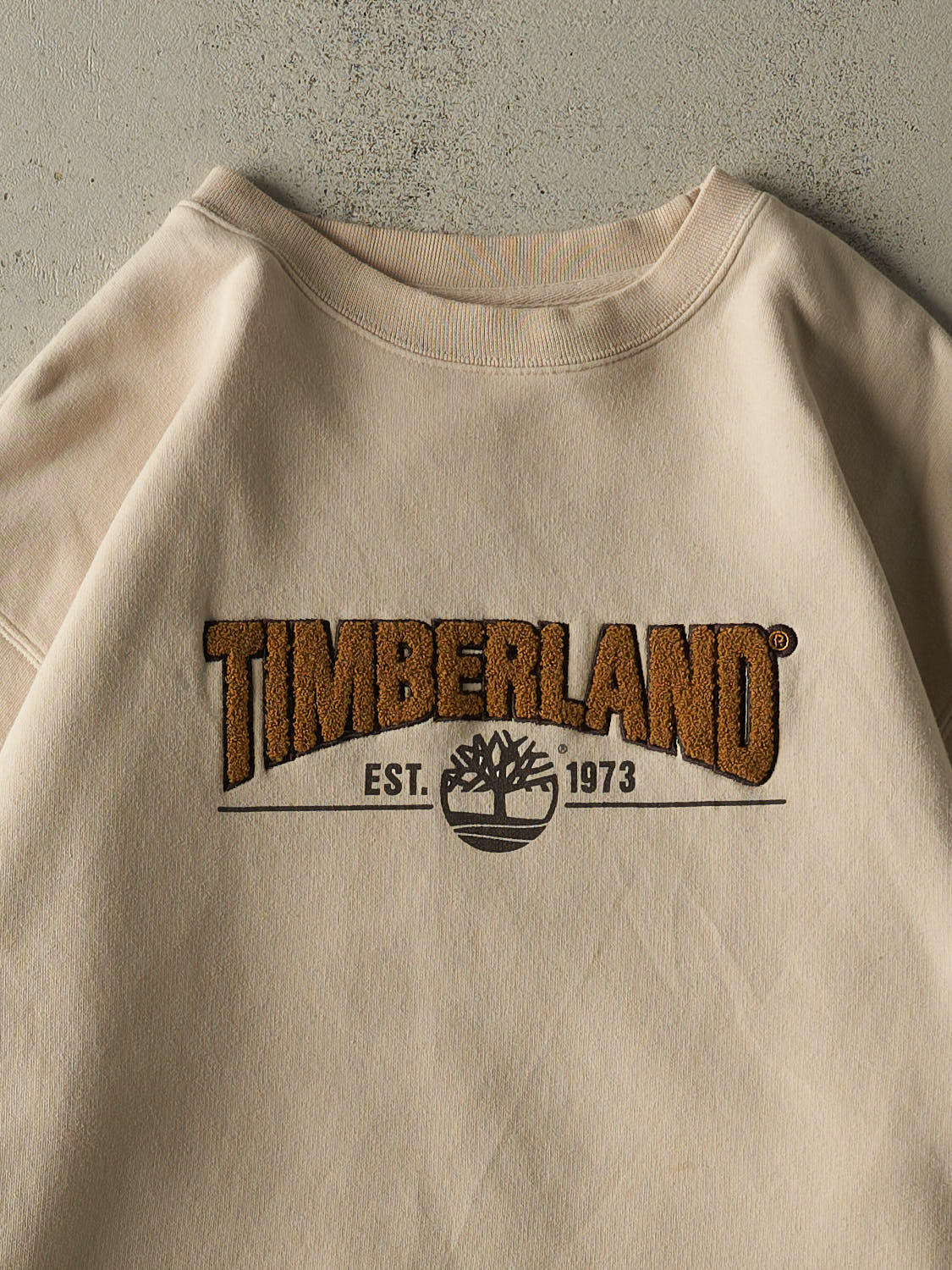 Vintage 90s Beige Timberland Embroidered Crewneck (XL/XXL) - Image 3