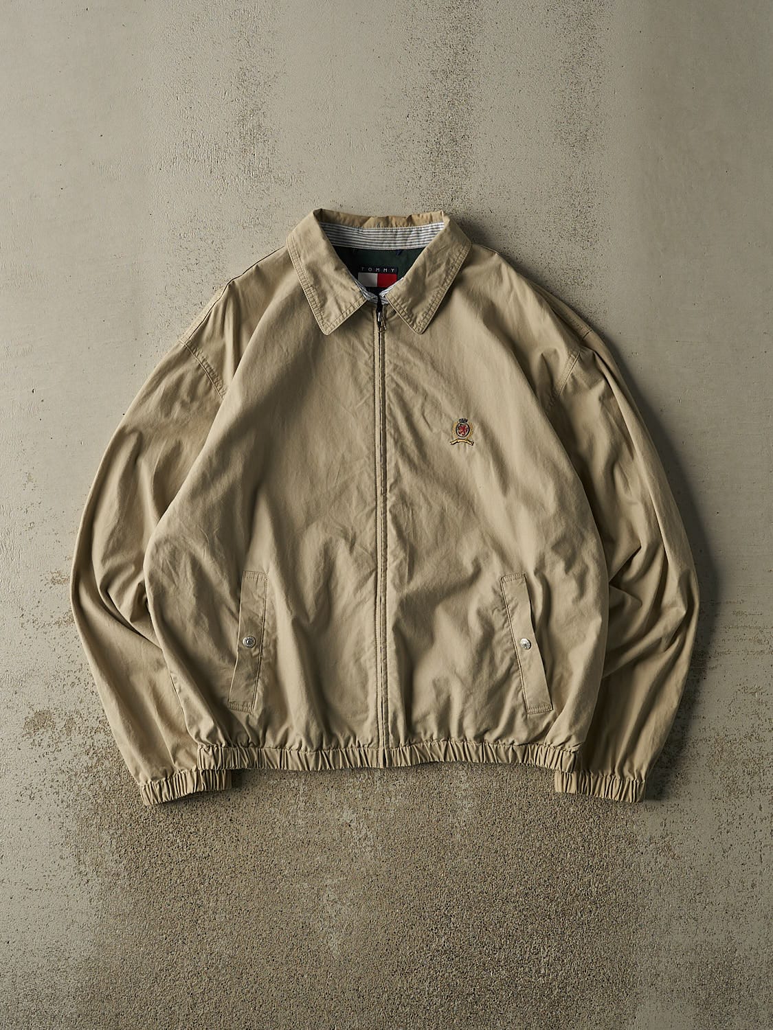 Vintage 90s Beige Tommy Hilfiger Harrington Jacket (L/XL)