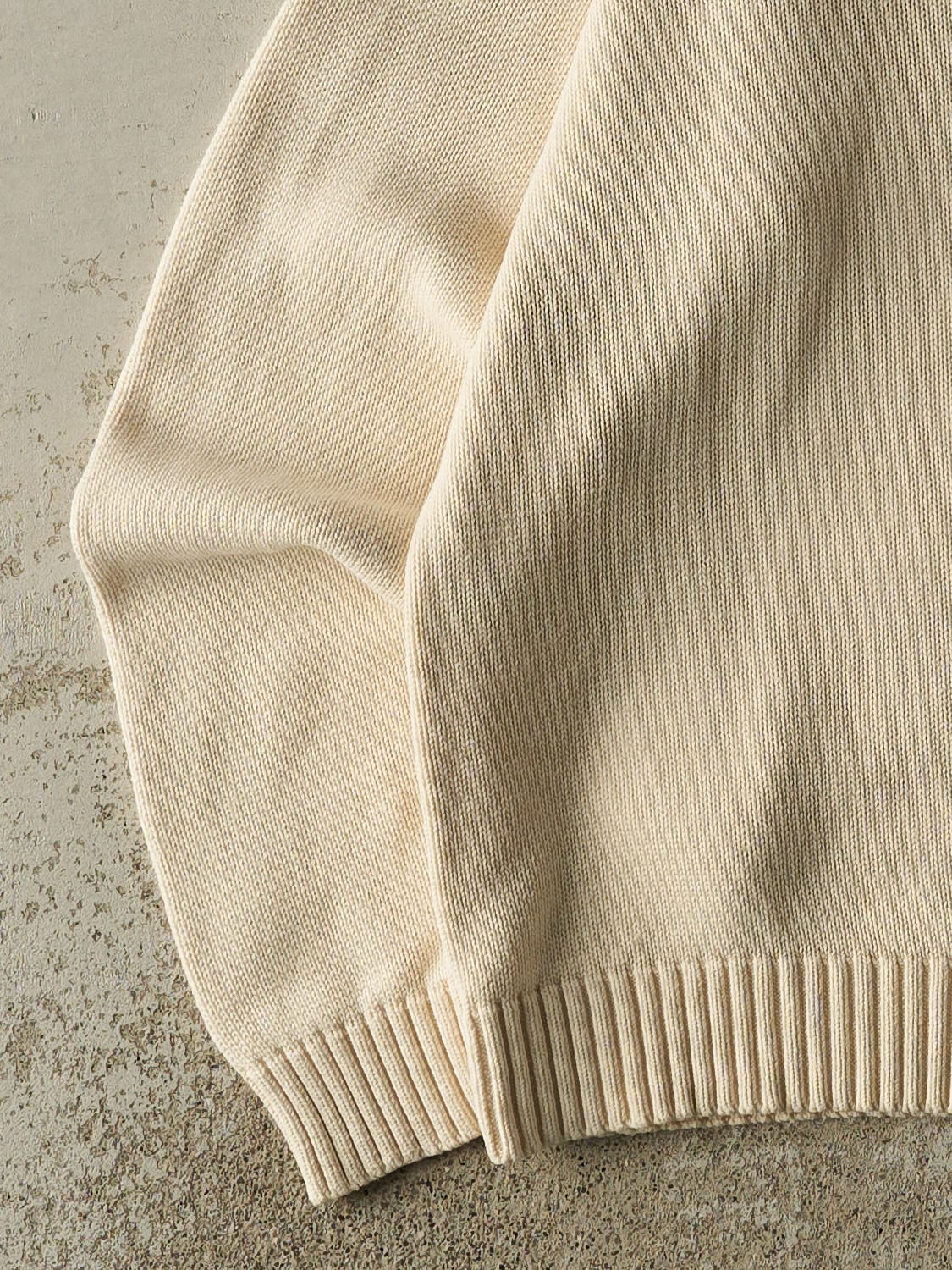 Vintage 90s Beige Tommy Hilfiger Knit (L/XL) - Image 3