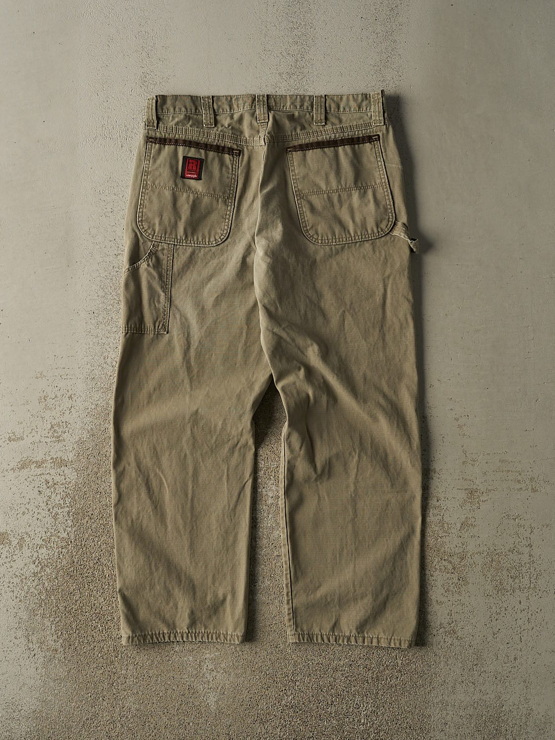 Vintage 90s Beige Wrangler Riggs Carpenter Work Pants (34x28.5) - Image 2