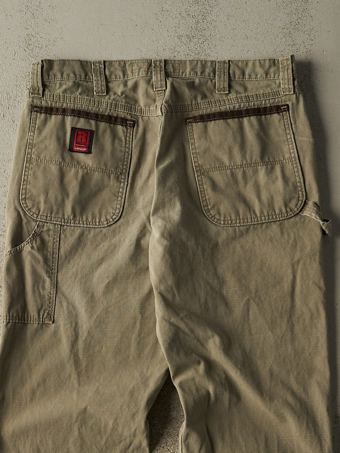 Vintage 90s Beige Wrangler Riggs Carpenter Work Pants (34x28.5) - Image 4