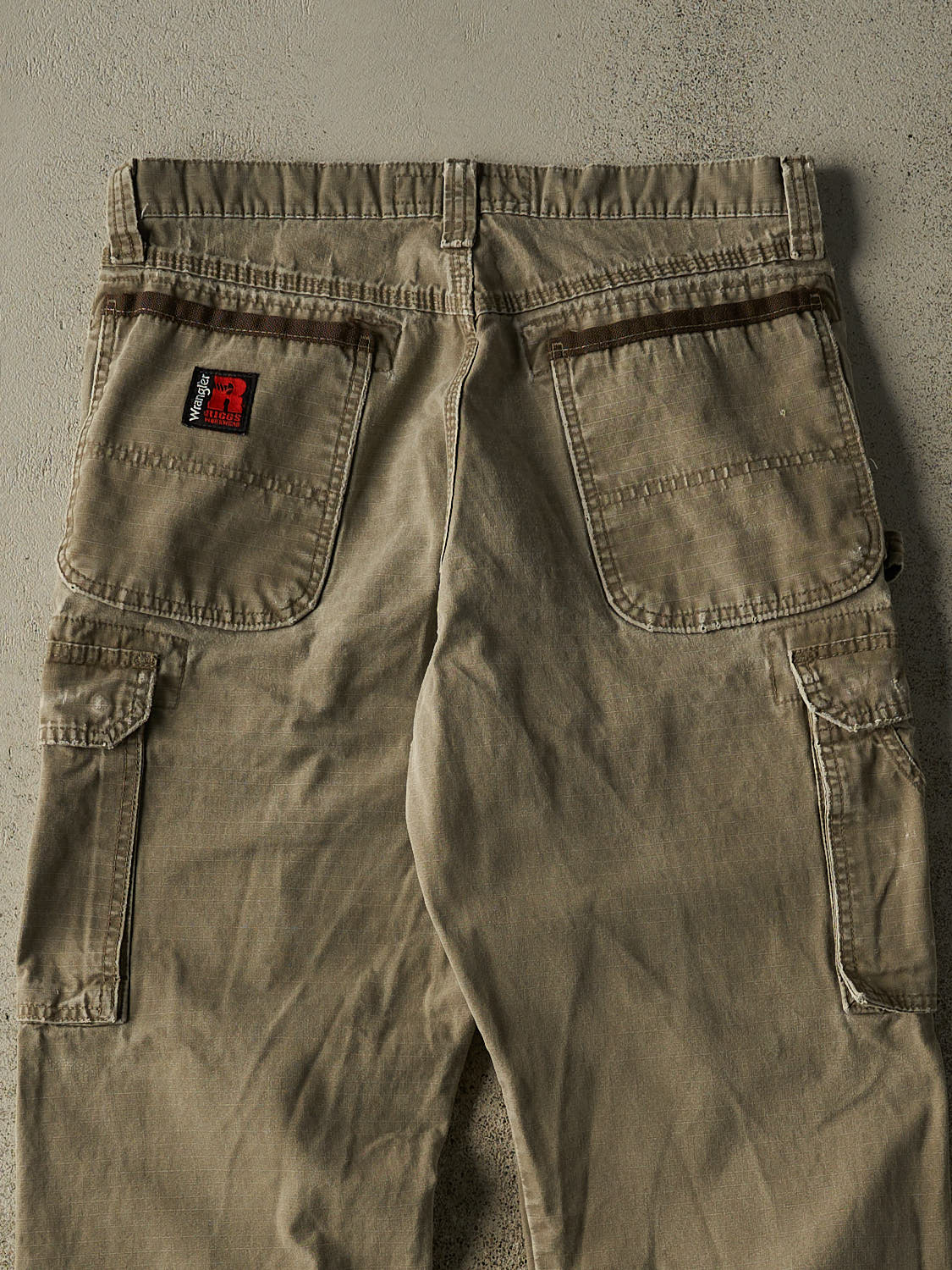 Vintage 90s Beige Wrangler Riggs Double Knee Carpenter Cargo Pants (32x29.5) - Image 4