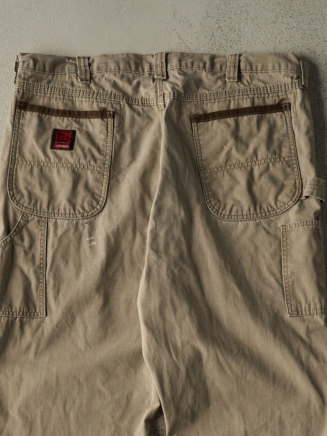 Vintage 90s Beige Wrangler Riggs Double Knee Carpenter Pants (38x29) - Image 4