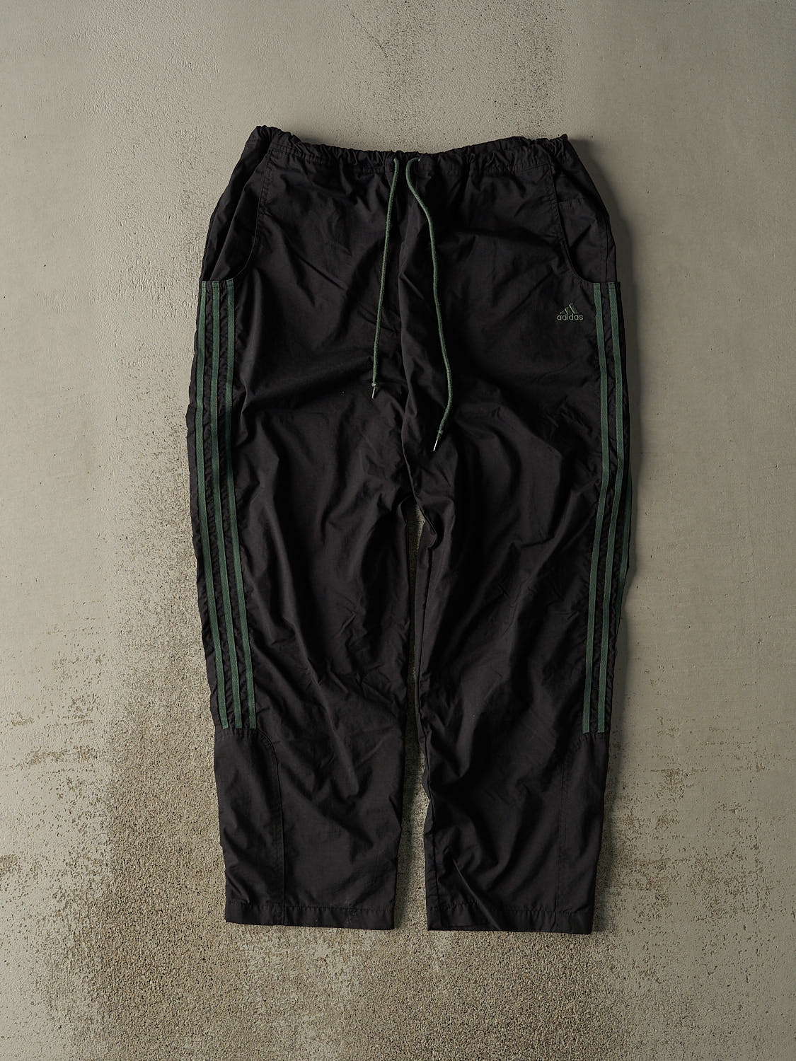 Vintage 90s Black Adidas Green Striped Track Pants (32x29.5)