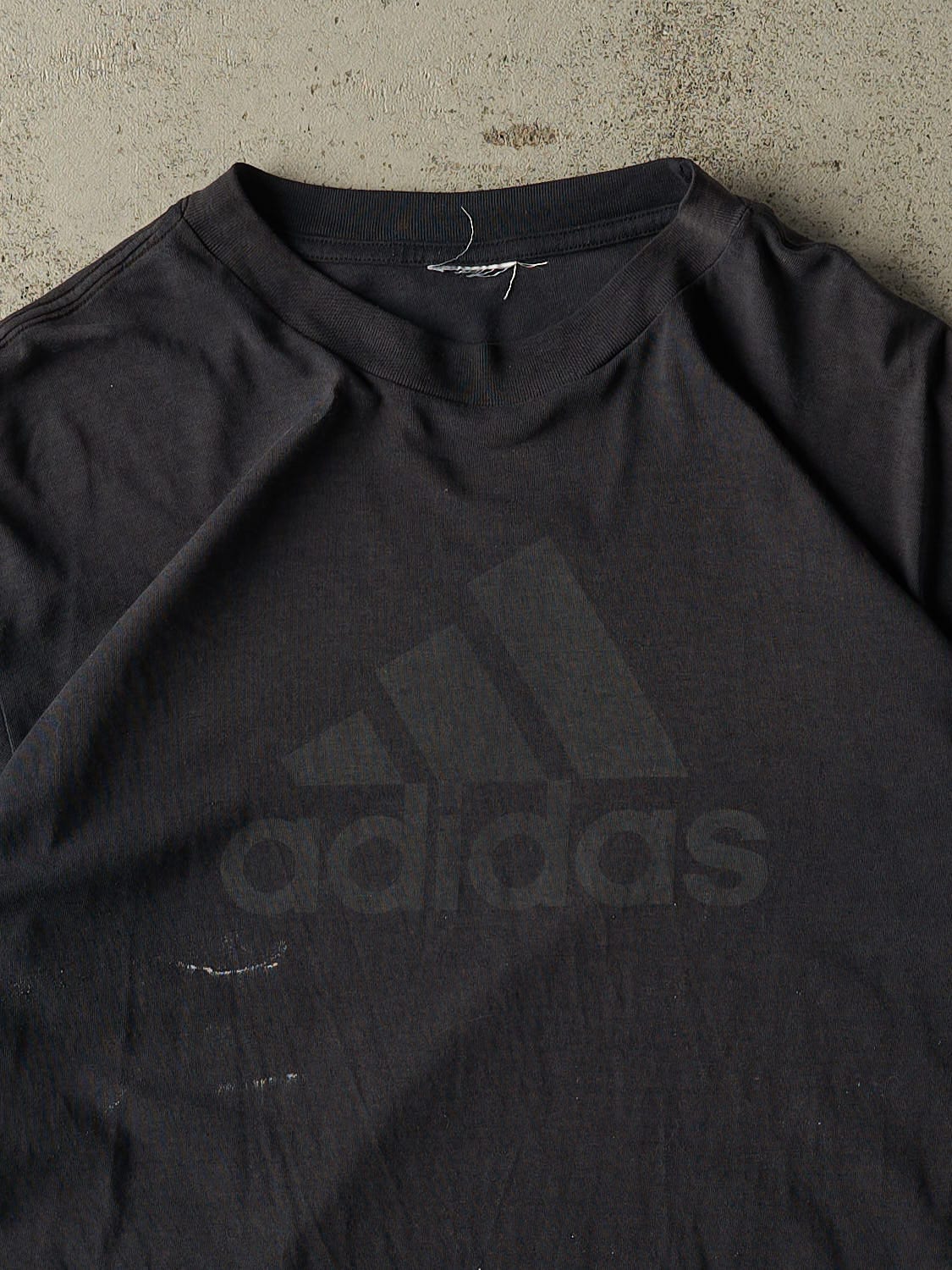 Vintage 90s Black Adidas Logo Tee (XL) - Image 2