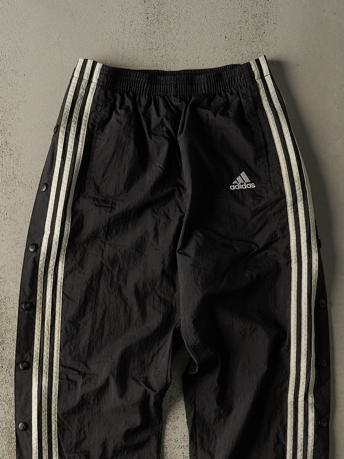 Vintage 90s Black Adidas Striped Tear Away Track Pants (26x29.5) - Image 3