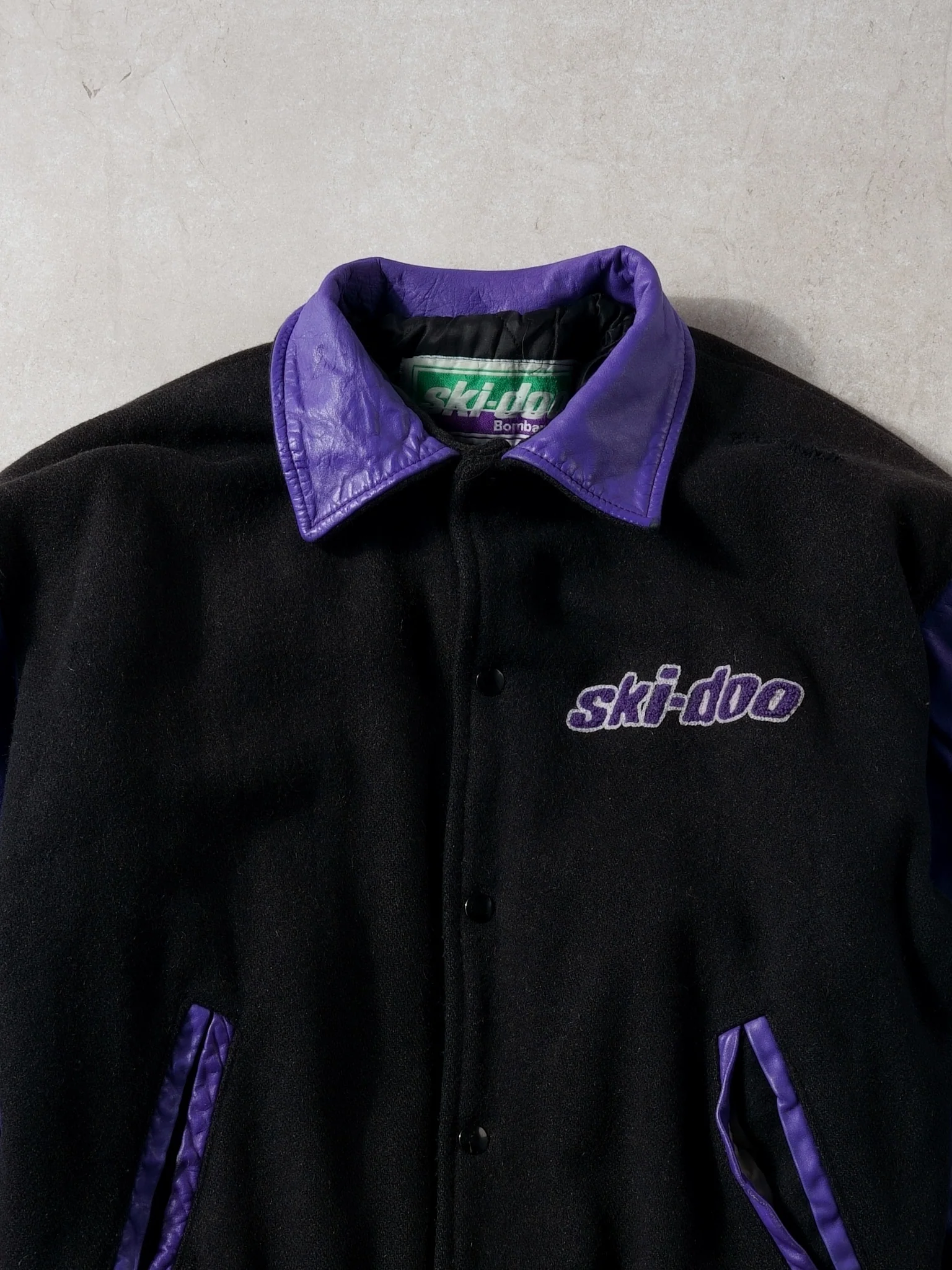 Vintage 90s Black and Purple Skii-Do Bomber Jacket (L) - Image 3