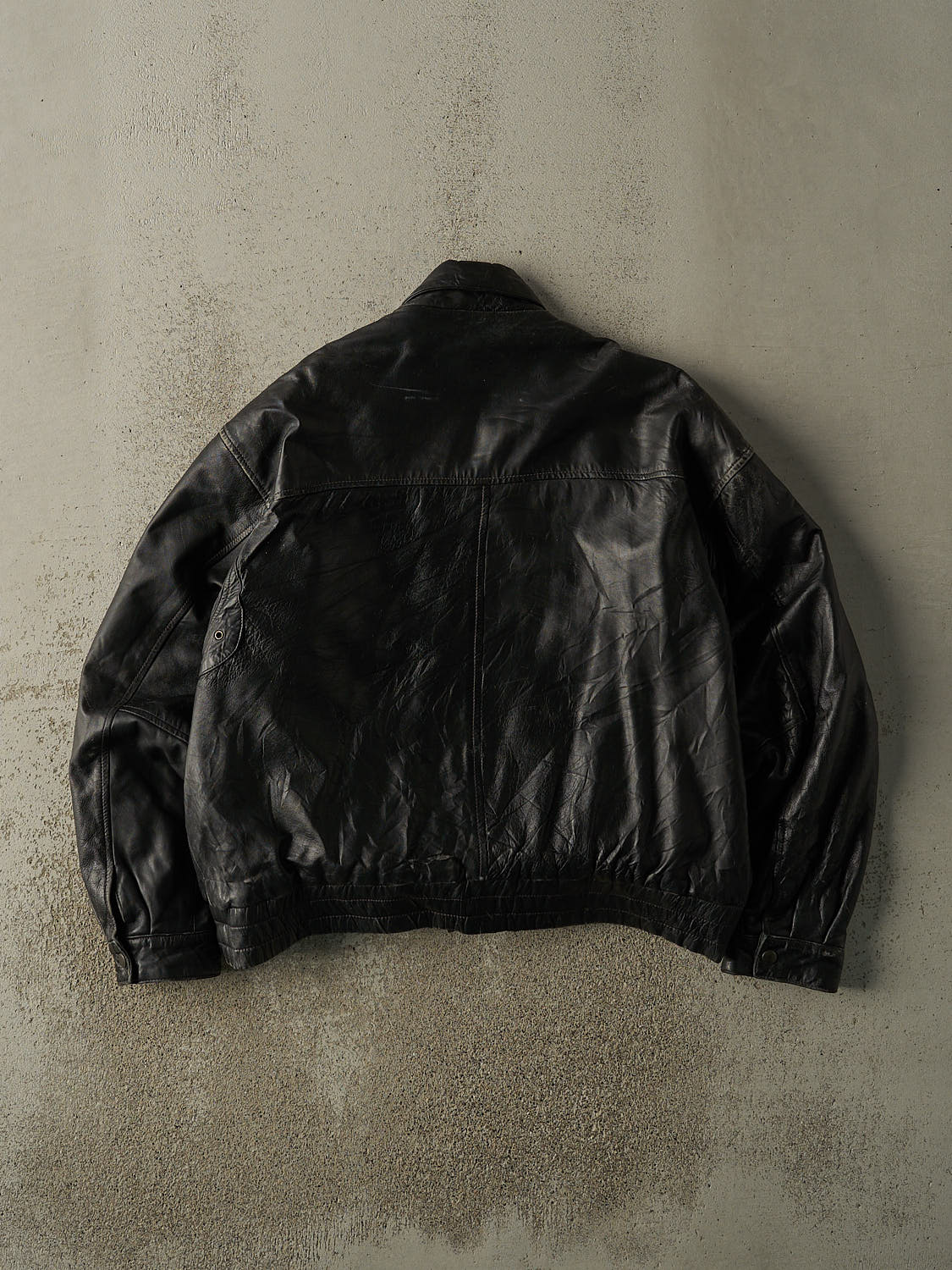 Vintage 90s Black Aviator Style Leather Jacket (L) - Image 2