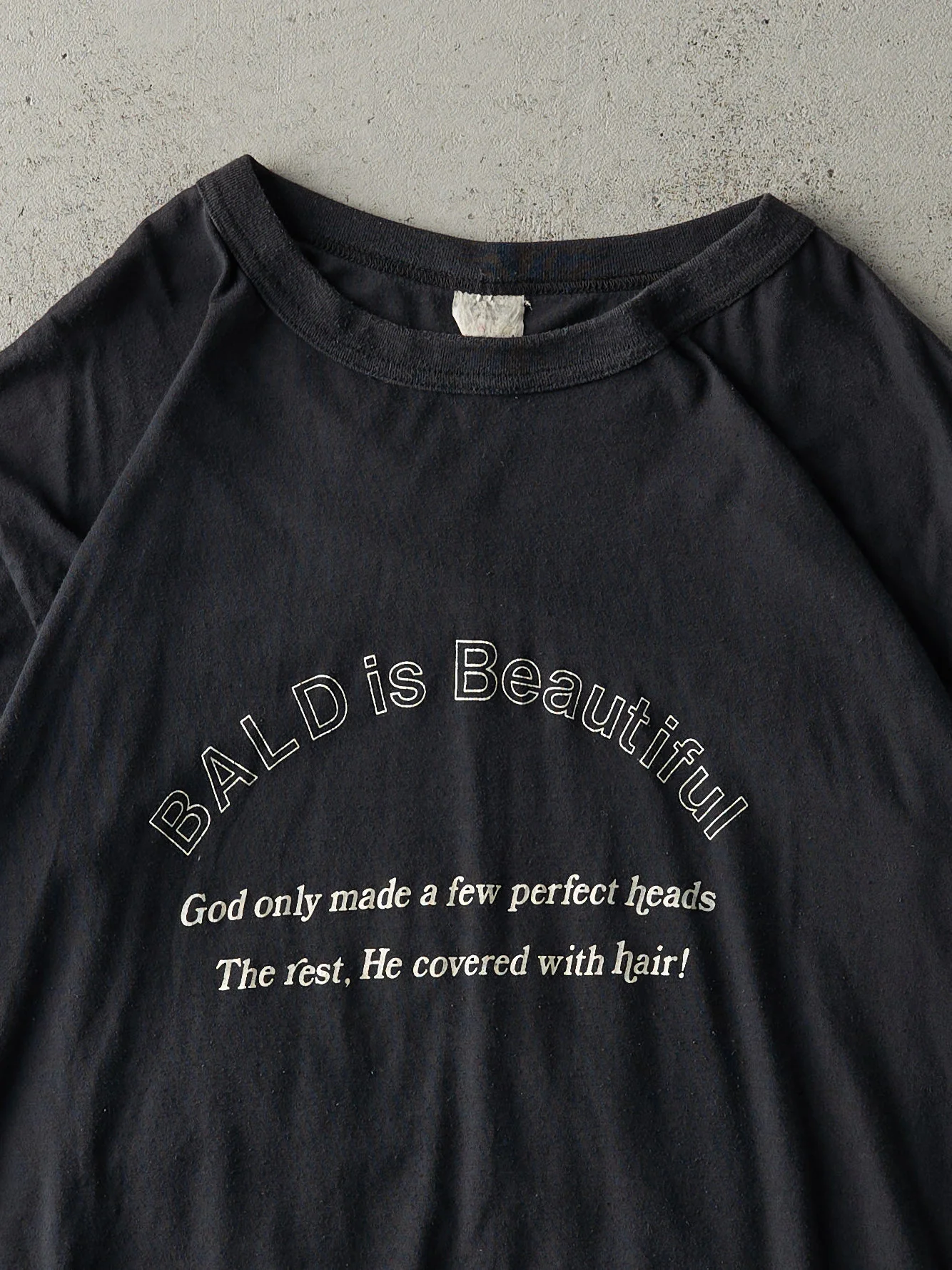 Vintage 80s Black "Bald Is Beautiful" Ringer Tee (M/L) - Image 2