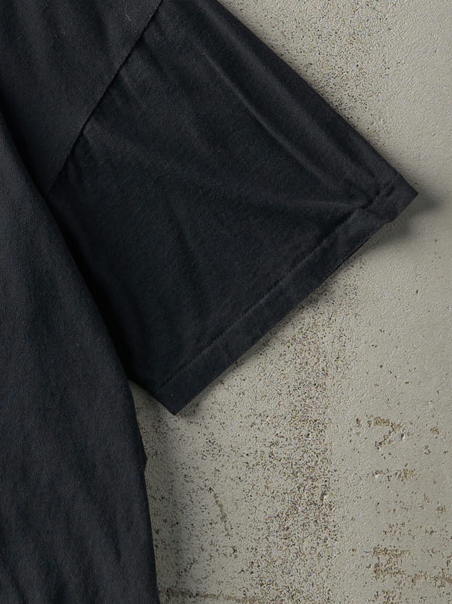Vintage 90s Black Blank Single Stitch Boxy Tee (L) - Image 3