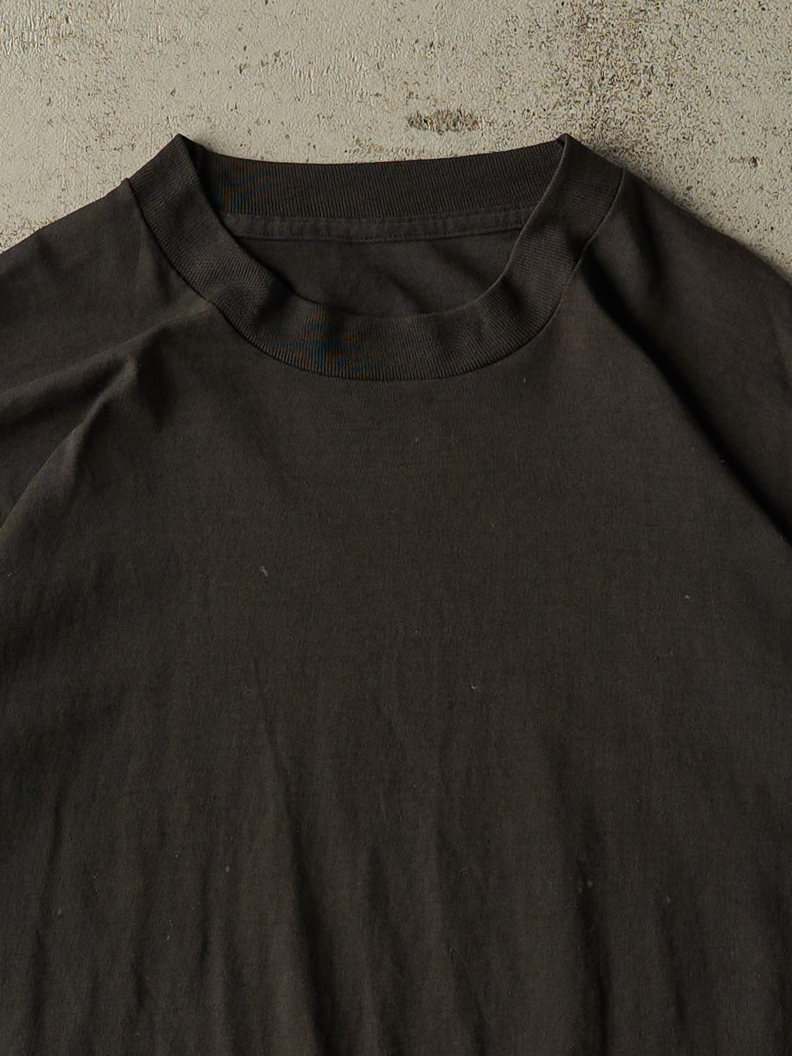 Vintage 80s Black Blank Single Stitch Tee (XL) - Image 2