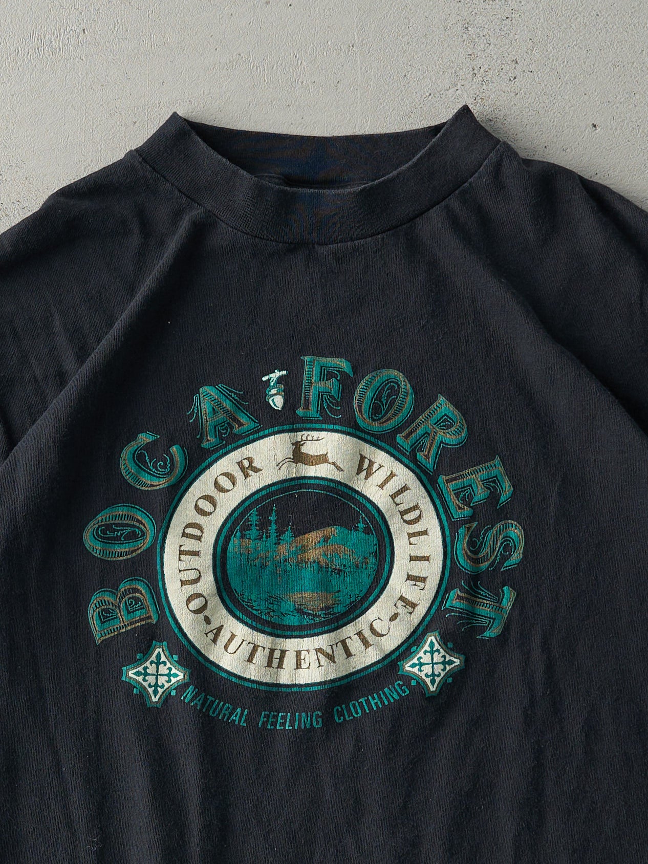 Vintage 90s Black BOCA Forest Single Stitch Boxy Tee (L) - Image 2