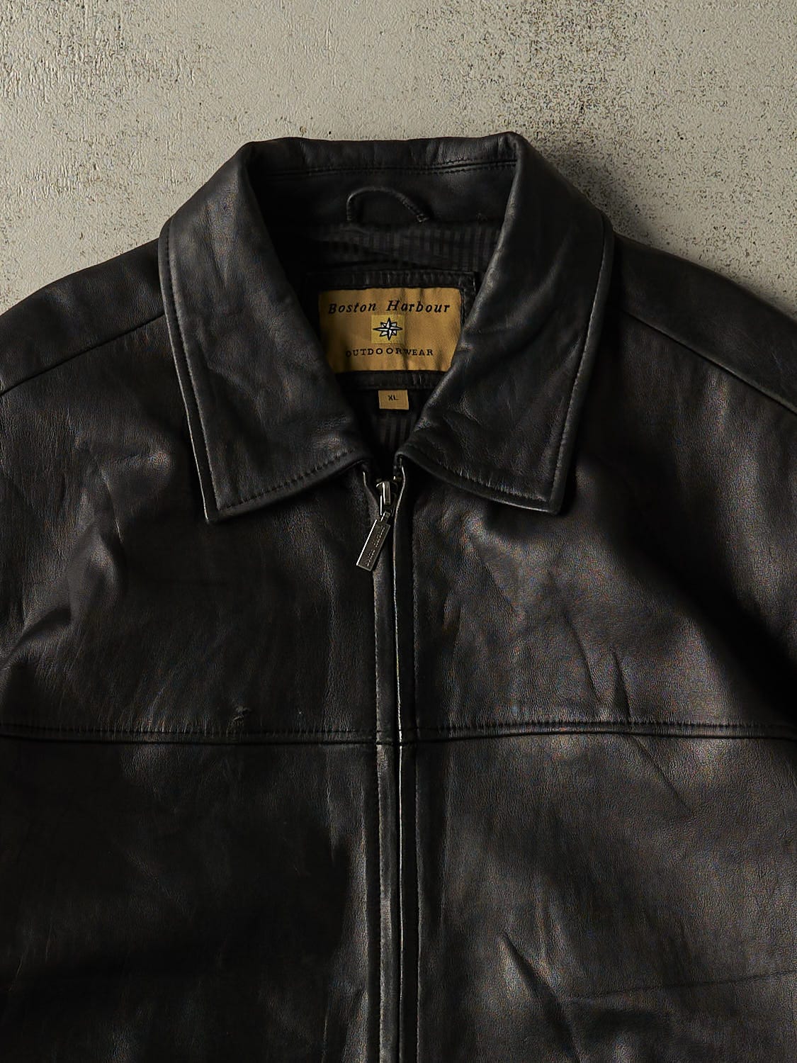 Vintage 90s Black Boston Harbour Leather Jacket (XL/XXL) - Image 3