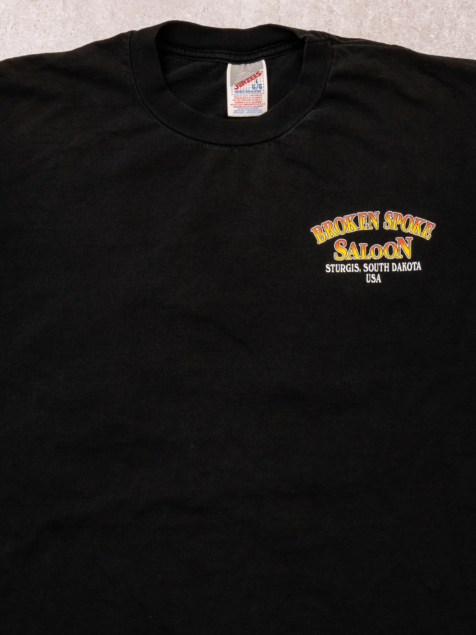 Vintage 90s Black Broken Spoke Saloon Sturgis South Dakota Tee (M) - Image 3
