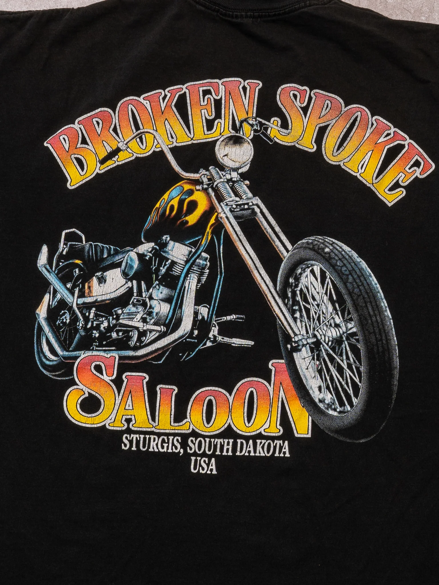 Vintage 90s Black Broken Spoke Saloon Sturgis South Dakota Tee (M) - Image 4