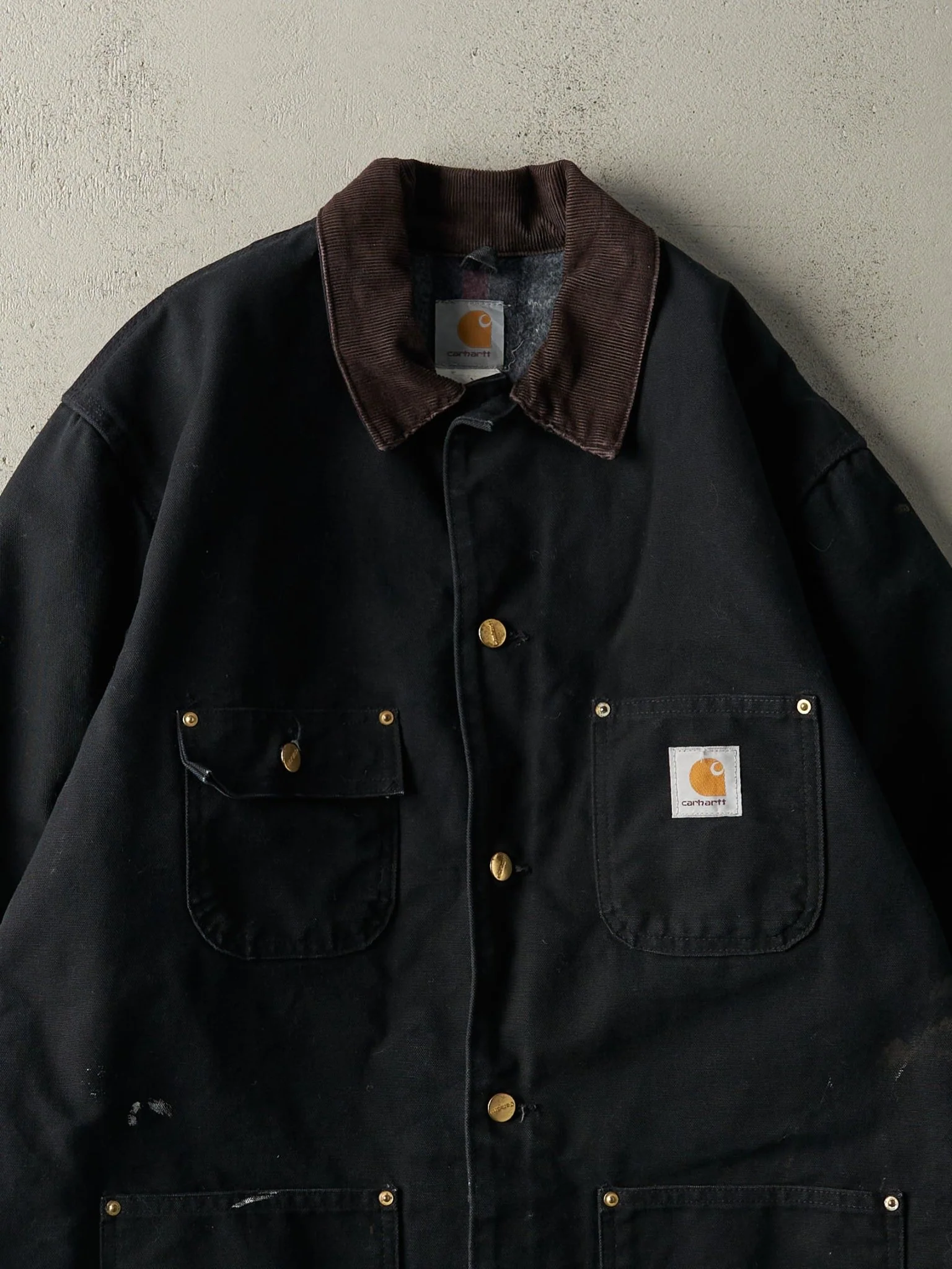 Vintage 90s Black Carhartt Blanket Lined Chore Jacket (L) - Image 4