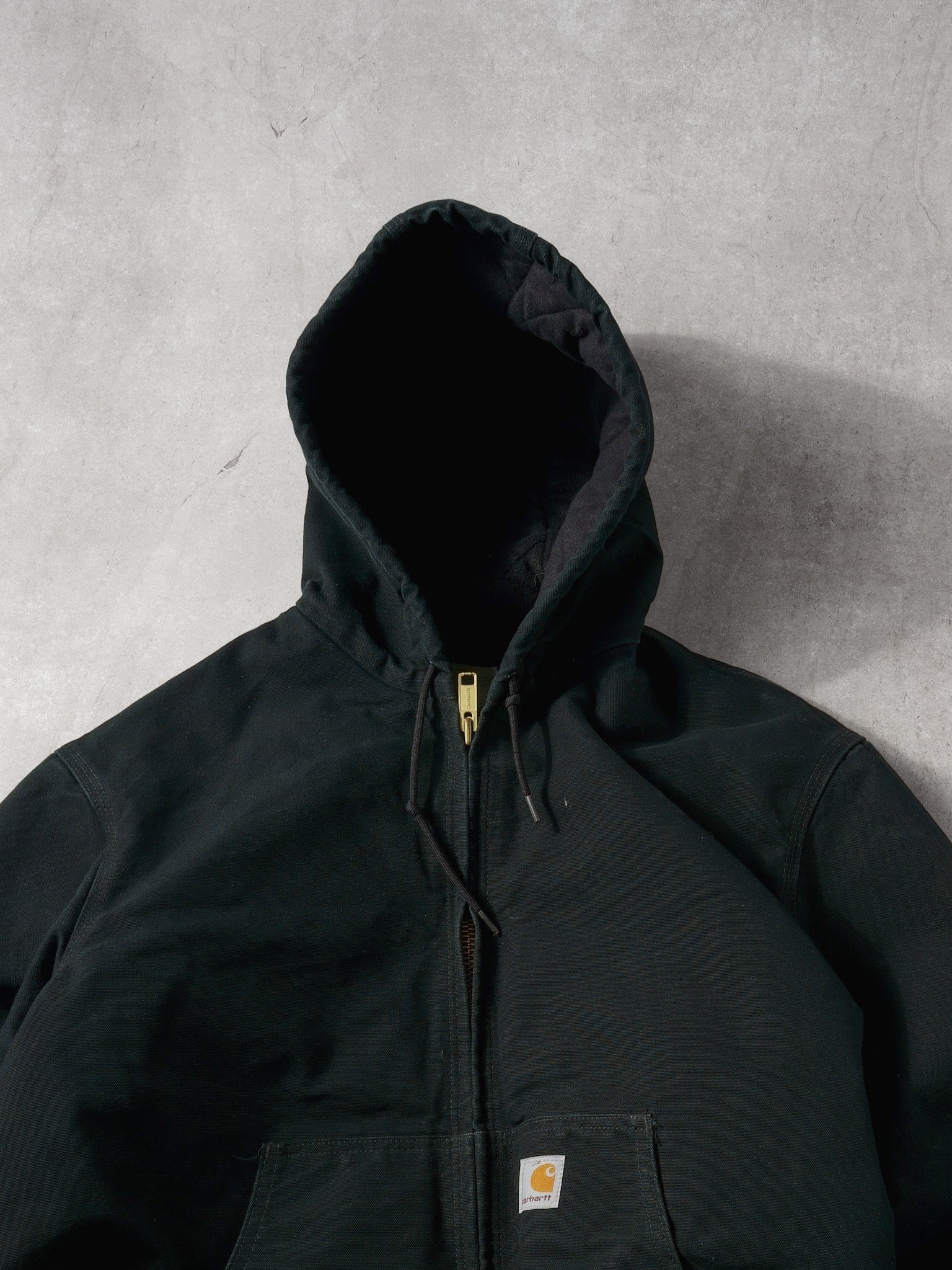 Vintage 90s Black Carhartt Hooded Lined Workwear Jacket (L) - Image 2