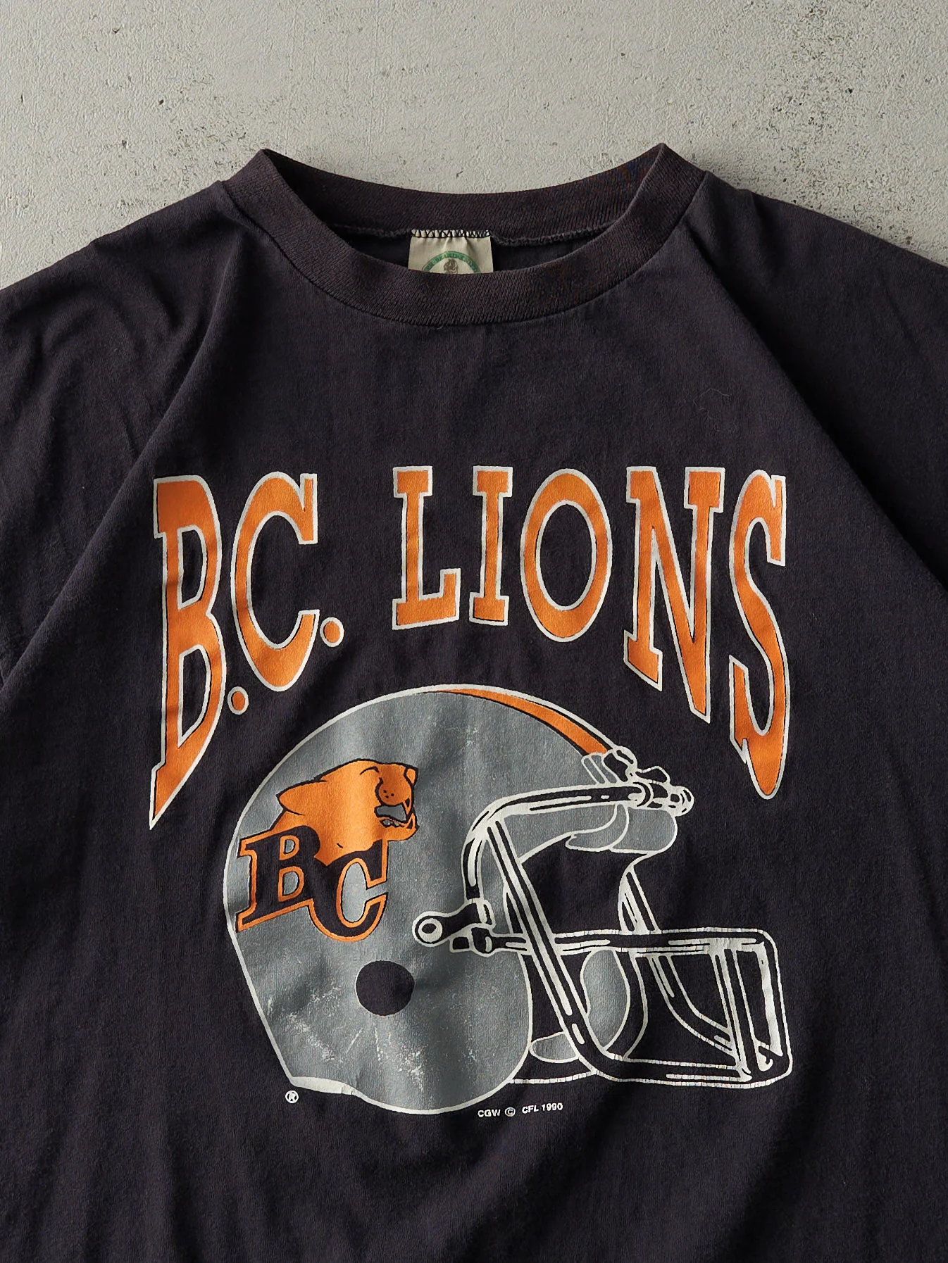 Vintage 90s Black CFL BC Lions Single Stitch Tee (M) - Image 2