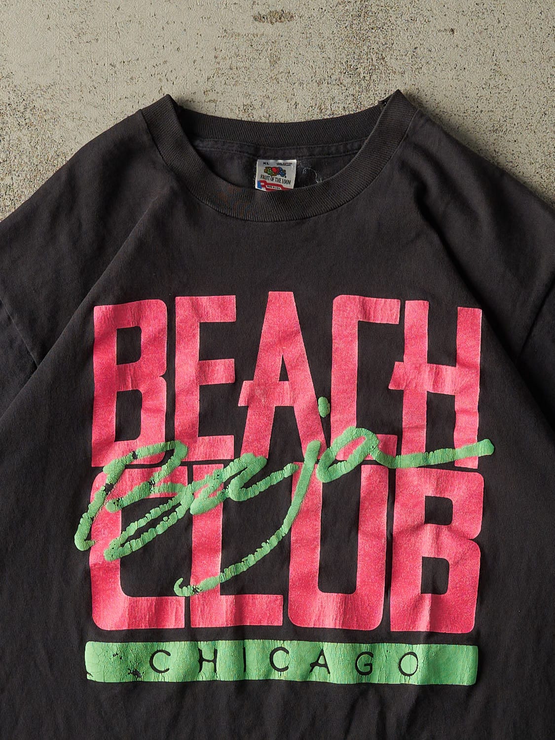 Vintage 80s Black Chicago Beach Club Single Stitch Tee (L) - Image 2