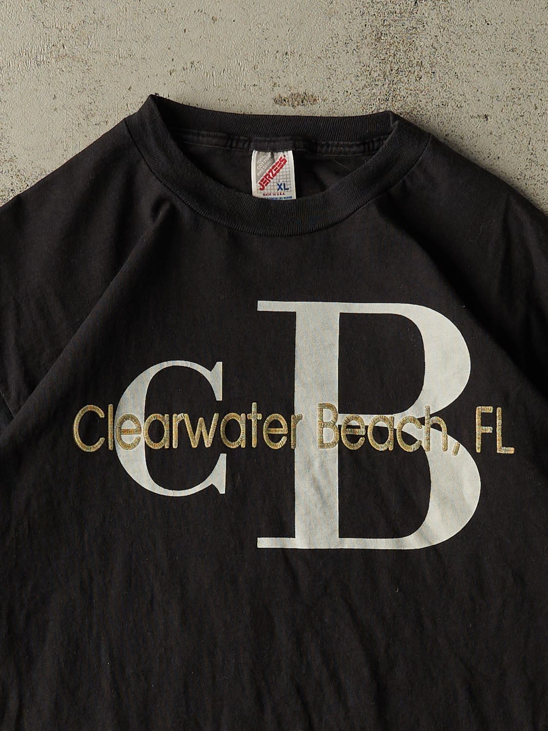 Vintage 90s Black Clearwater Beach Tee (XL) - Image 2