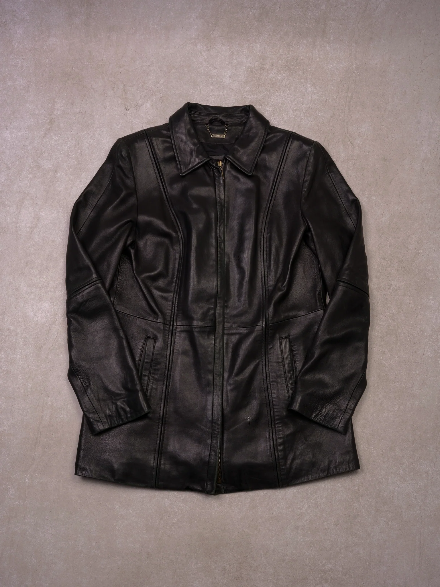 Vintage 90s Black Danier Leather Longcoat (S)