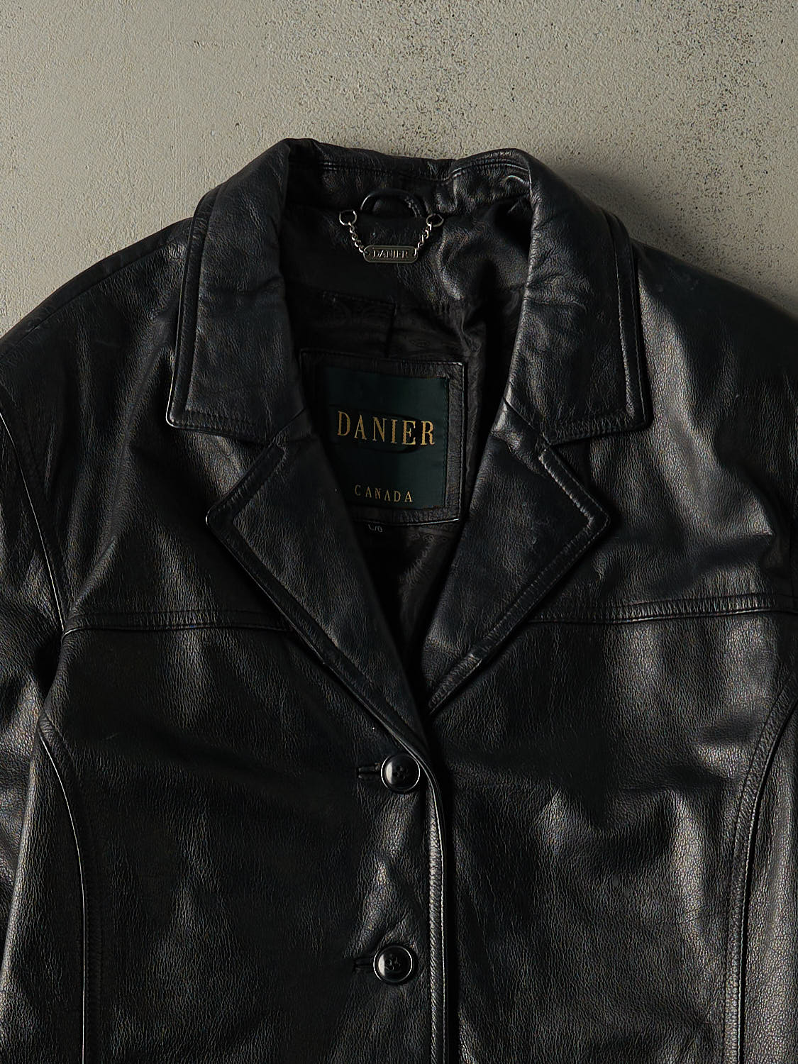 Vintage 90s Black Danier Leather Trench Coat (M/L) - Image 2
