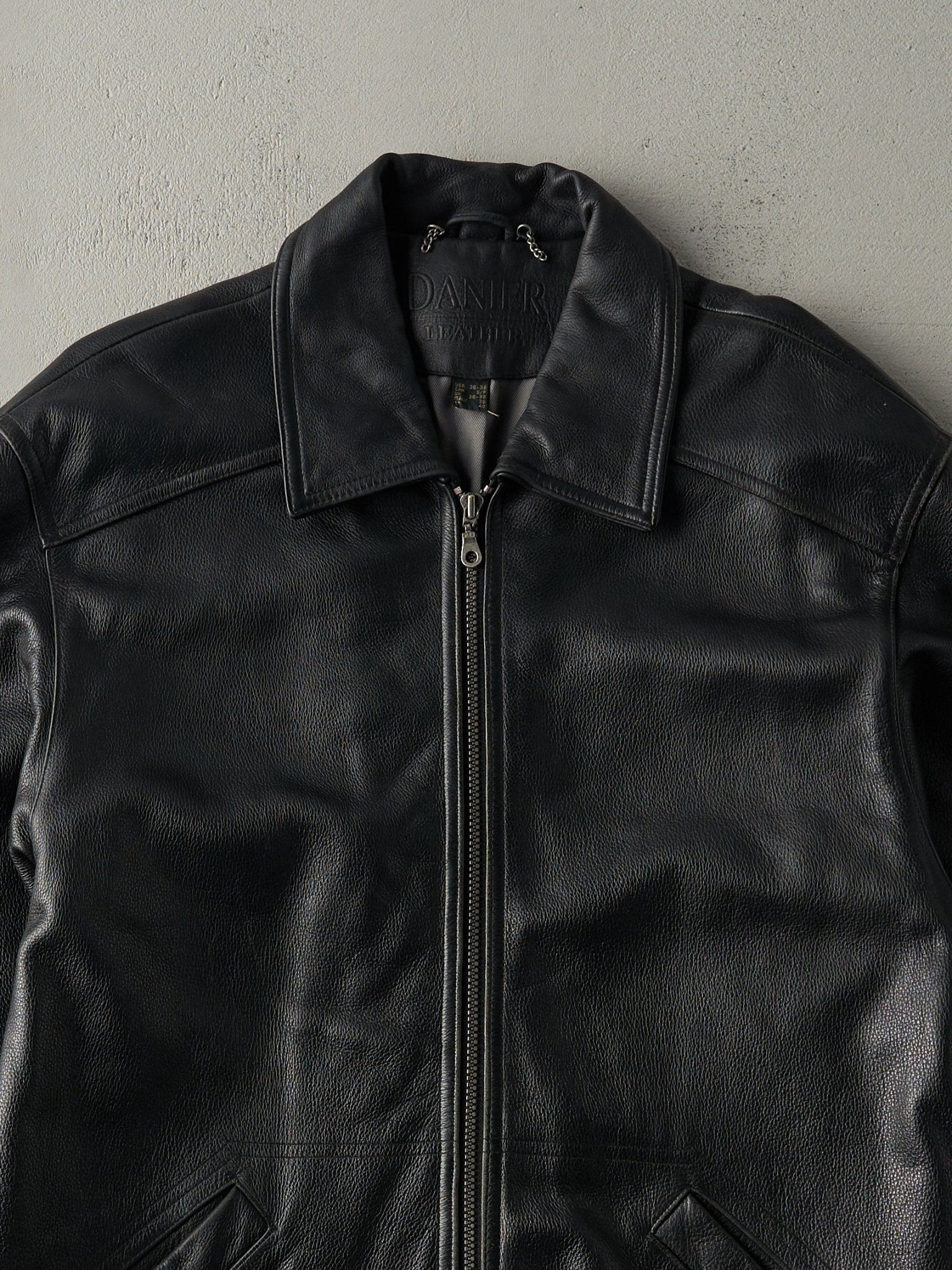 Vintage 90s Black Danier Long Leather Jacket (M) - Image 2