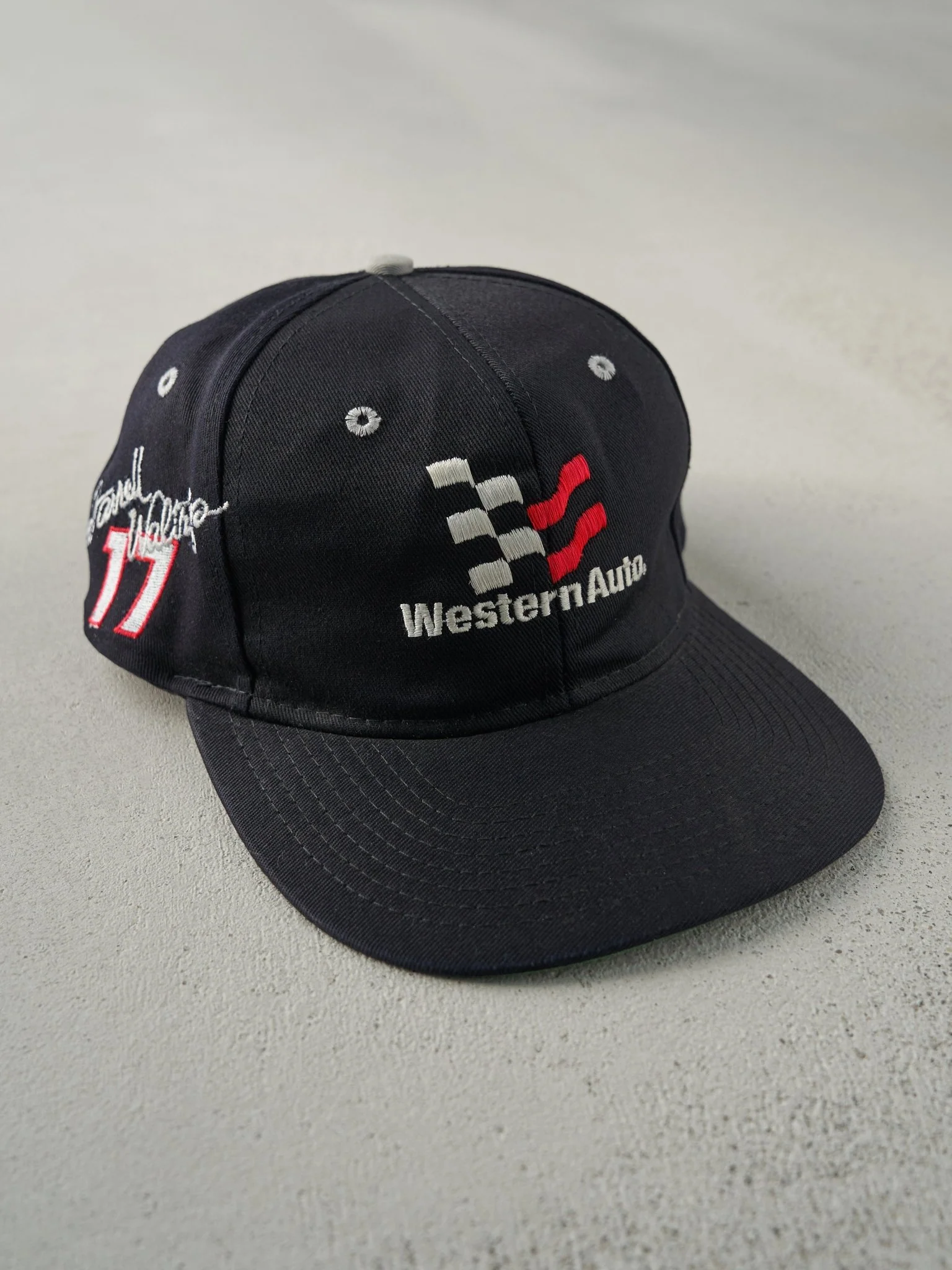 Vintage 90s Black Darrell Waltrip Nascar Racing Snap Back Hat - Image 4