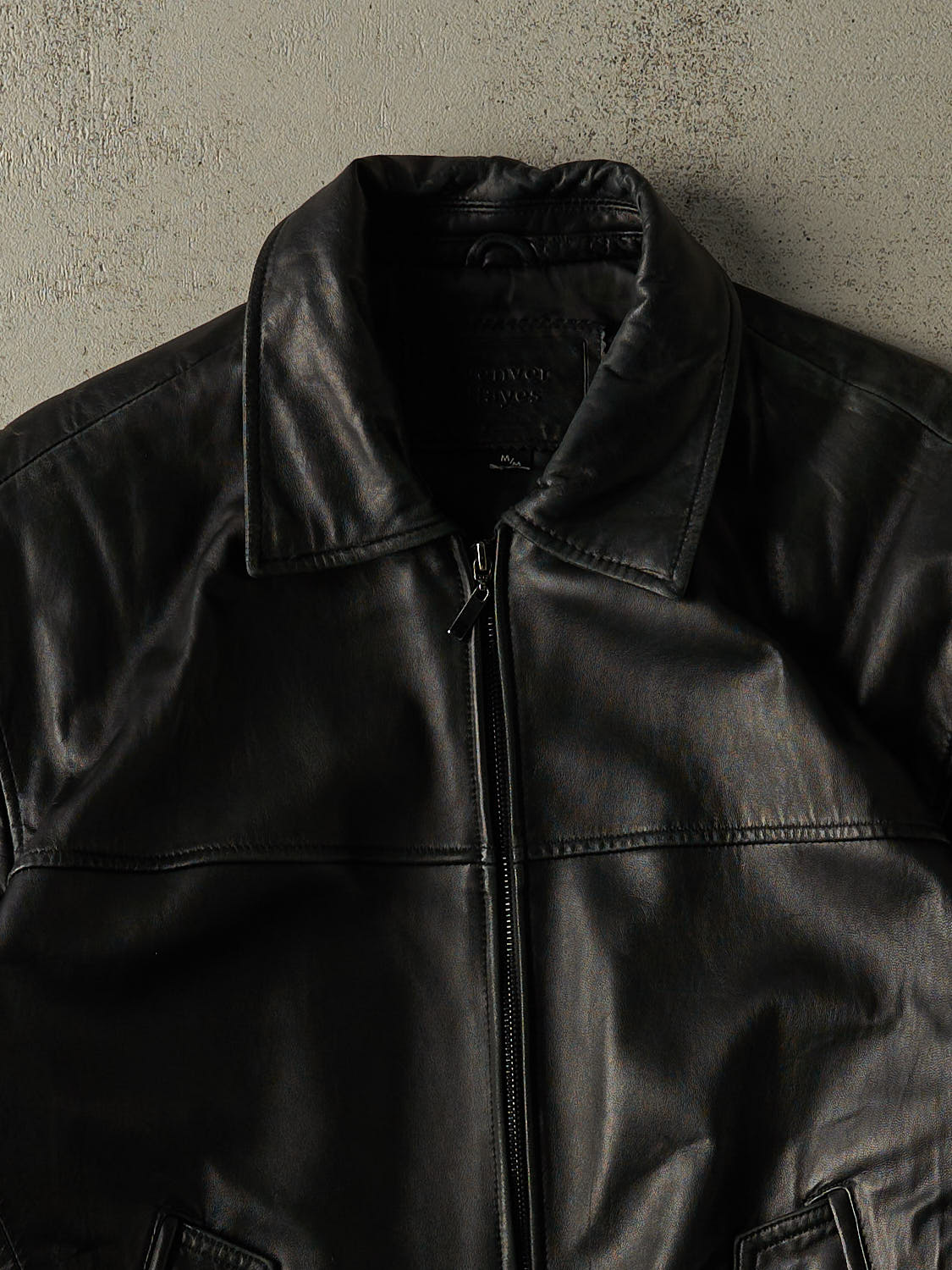 Vintage 90s Black Denver Hayes Leather Bomber Jacket (M/L) - Image 3