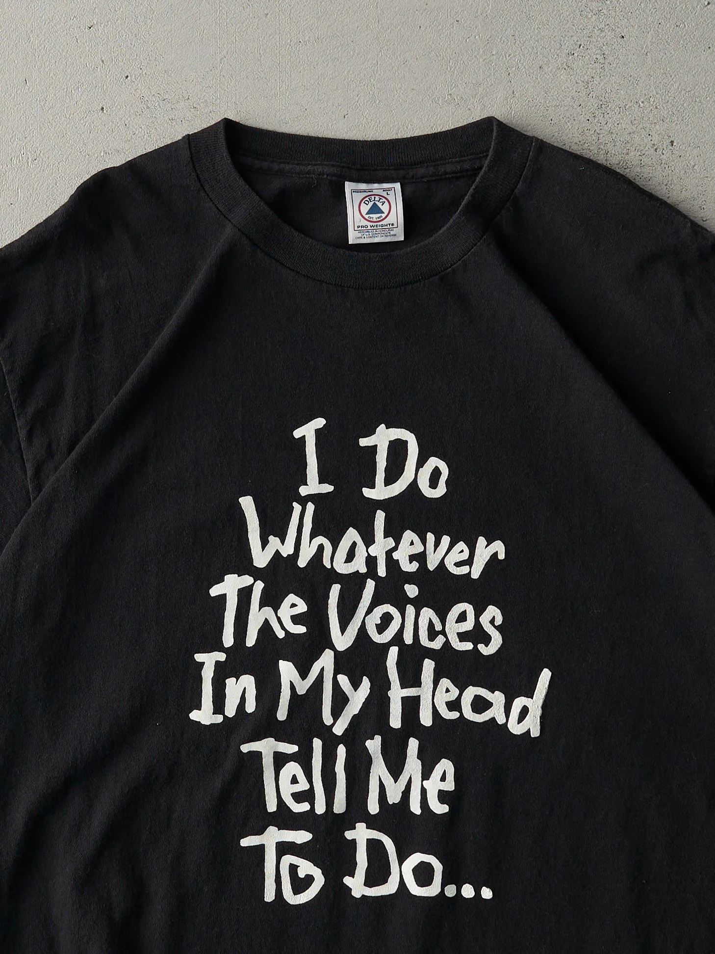 Vintage 90s Black "Do What the Voices Say" Tee (M) - Image 2