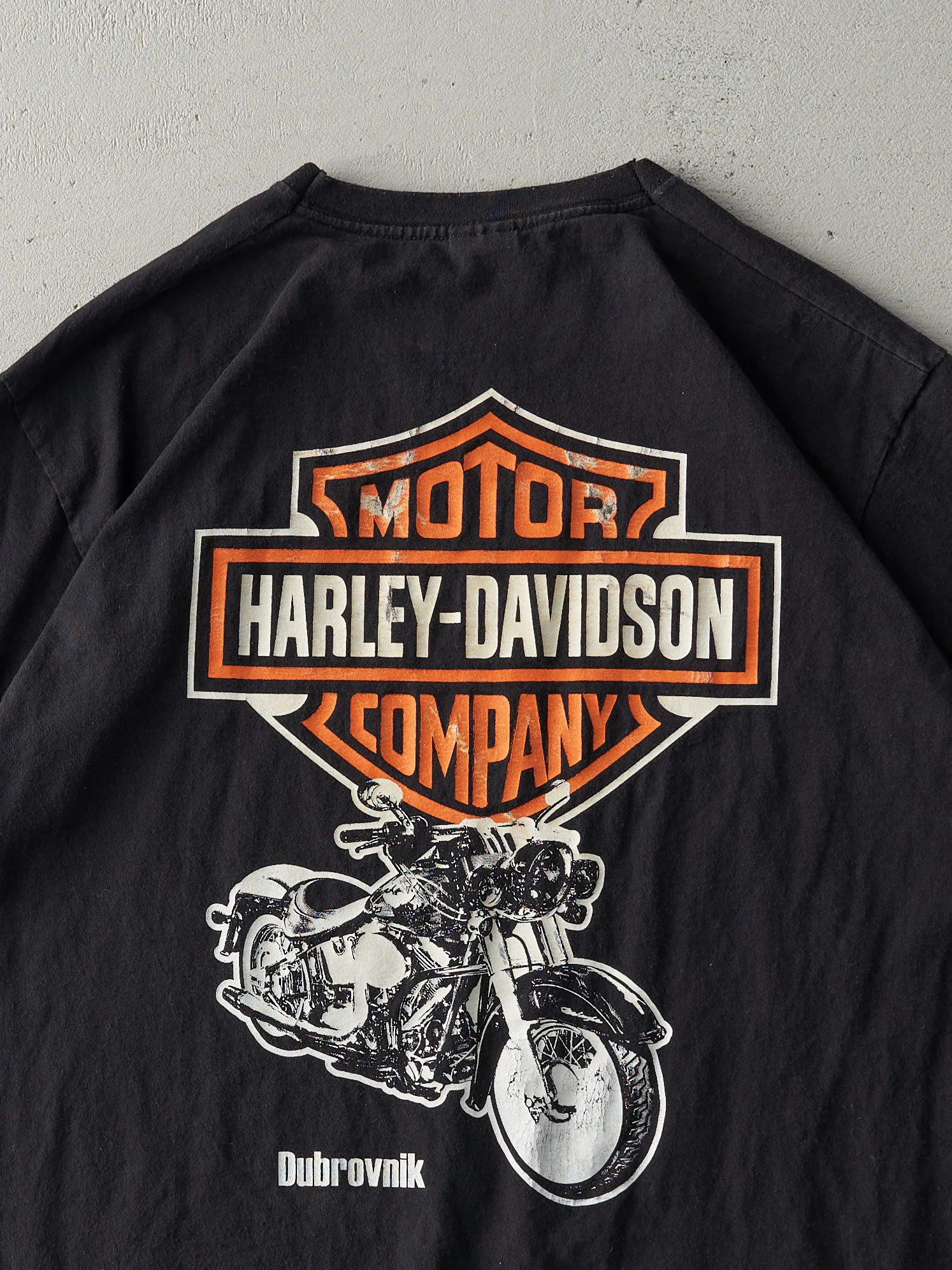 Vintage 90s Black Dubrovnik Euro Harley Davidson Embroidered Tee (S/M) - Image 4
