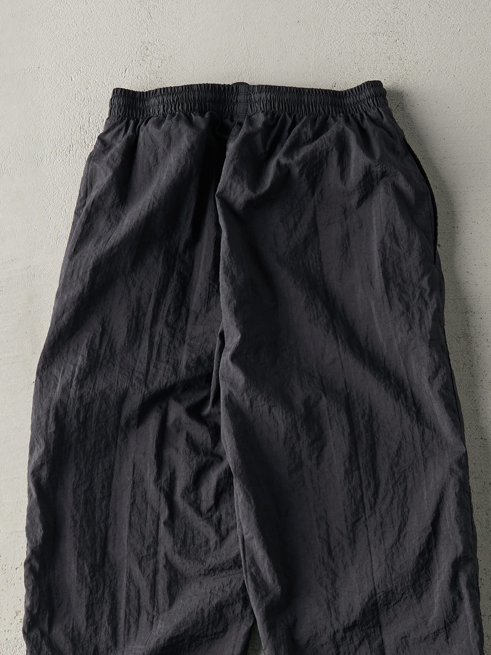 Vintage 90s Black Embroidered Adidas Windbreaker Pants (26x30) - Image 4