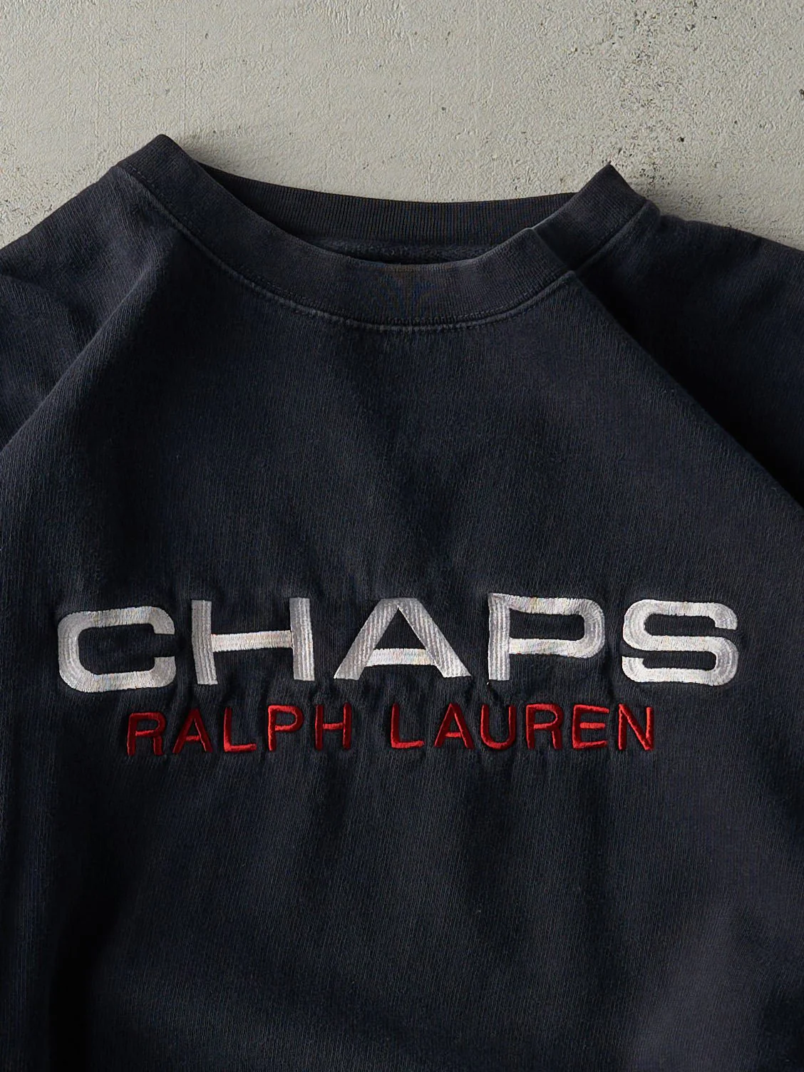 Vintage 90s Black Embroidered Chaps by Ralph Lauren Boxy Crewneck (L) - Image 2