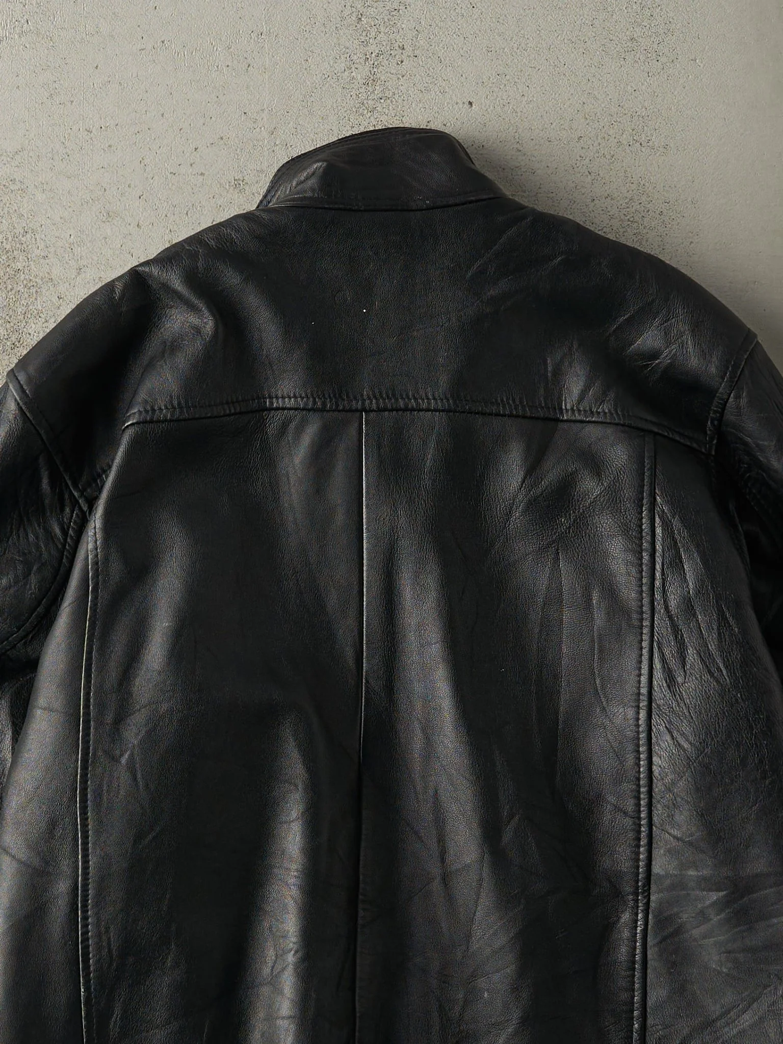 Vintage 90s Black Embroidered Fire Dept Leather Jacket (XL) - Image 5