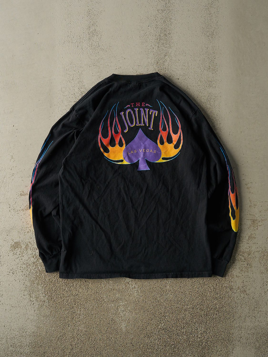 Vintage 90s Black Hard Rock Hotel Las Vegas Flames Long Sleeve (L/XL) - Image 2